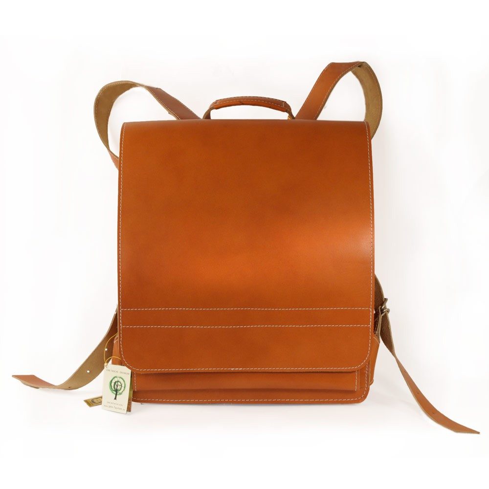 Jahn-Tasche Schulrucksack Großer Lederrucksack, Lehrer-Rucksack XL Leder Cognac, Jahn-Tasche 670