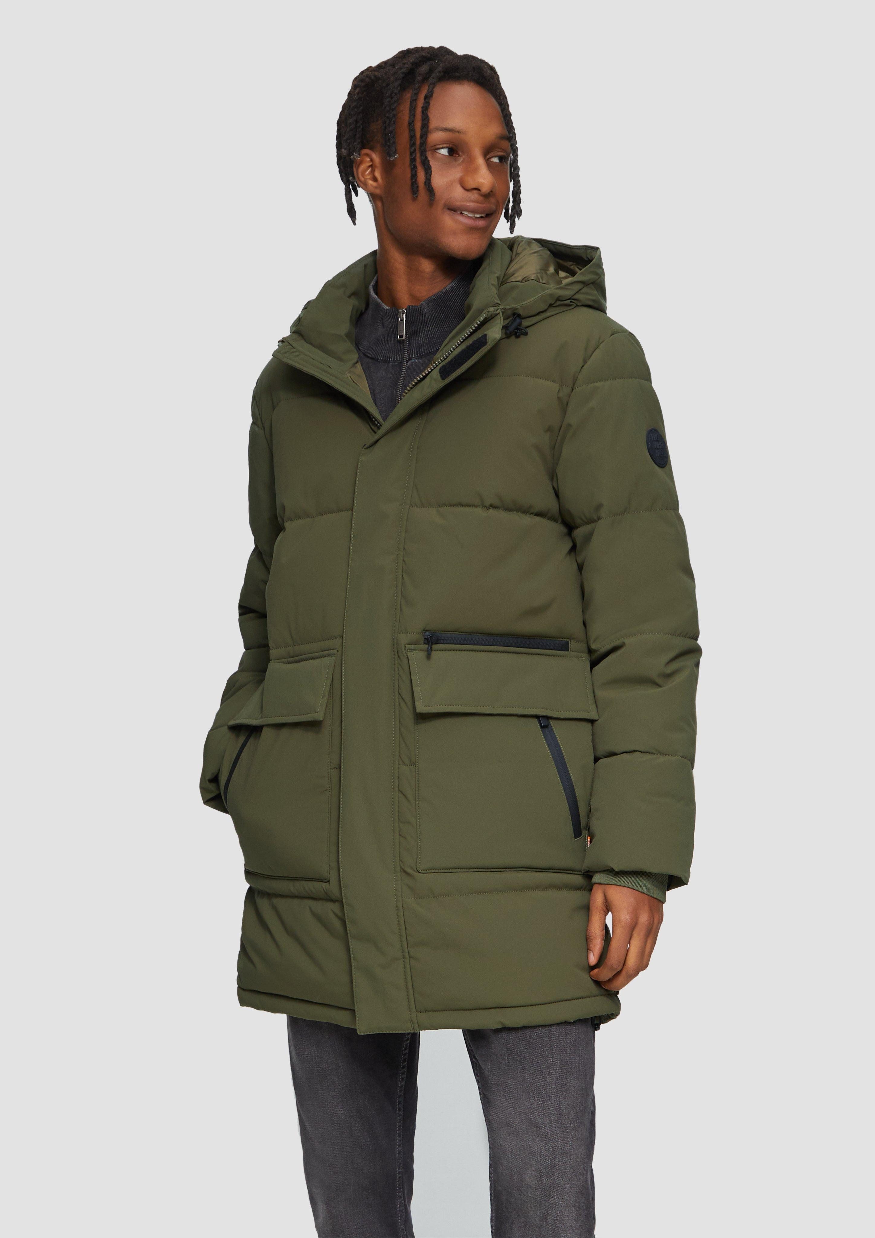 Langmantel Gesteppter Parka mit Kapuze und Innenkragen