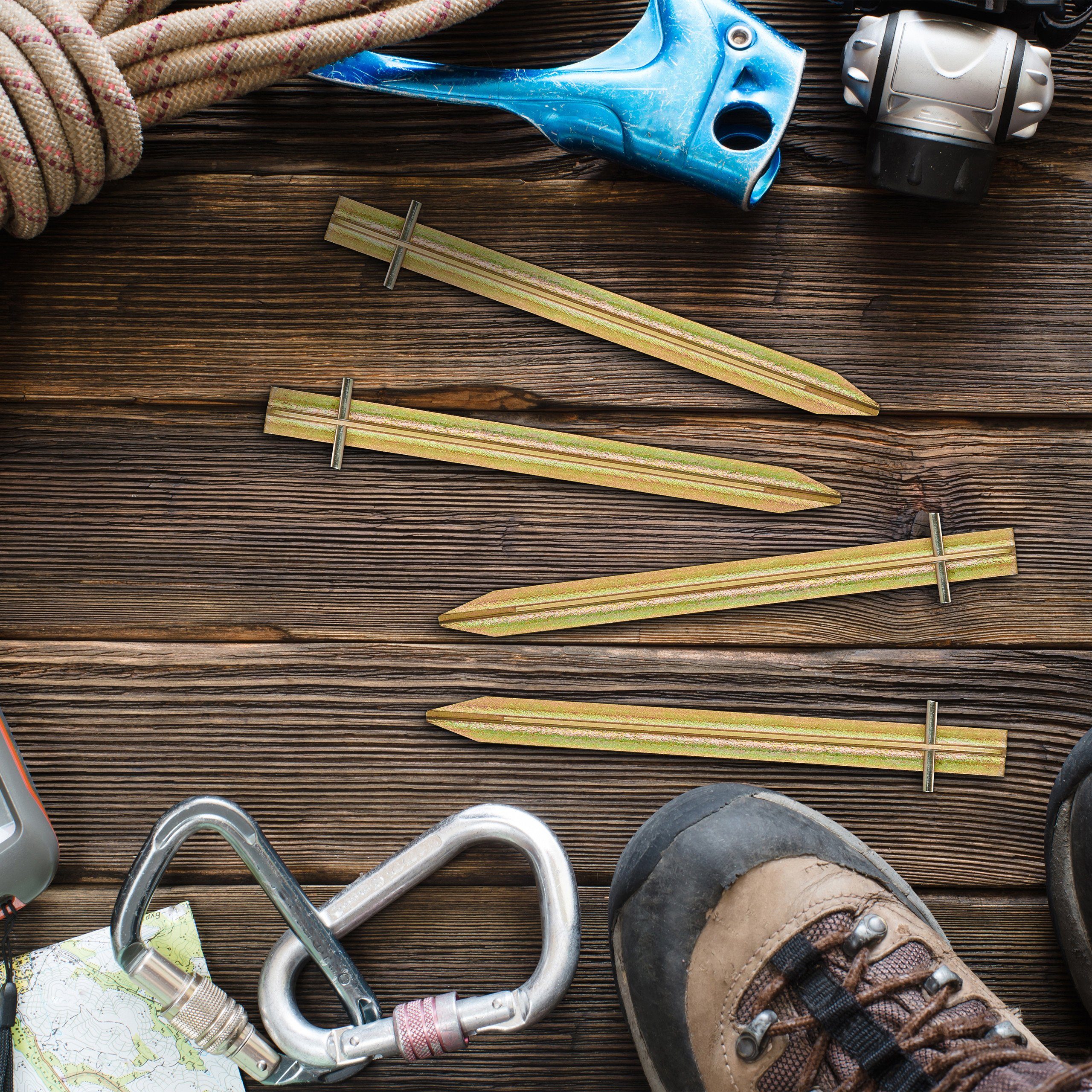 relaxdays Befestigungsanker Heringe 4er Set T-Stahl