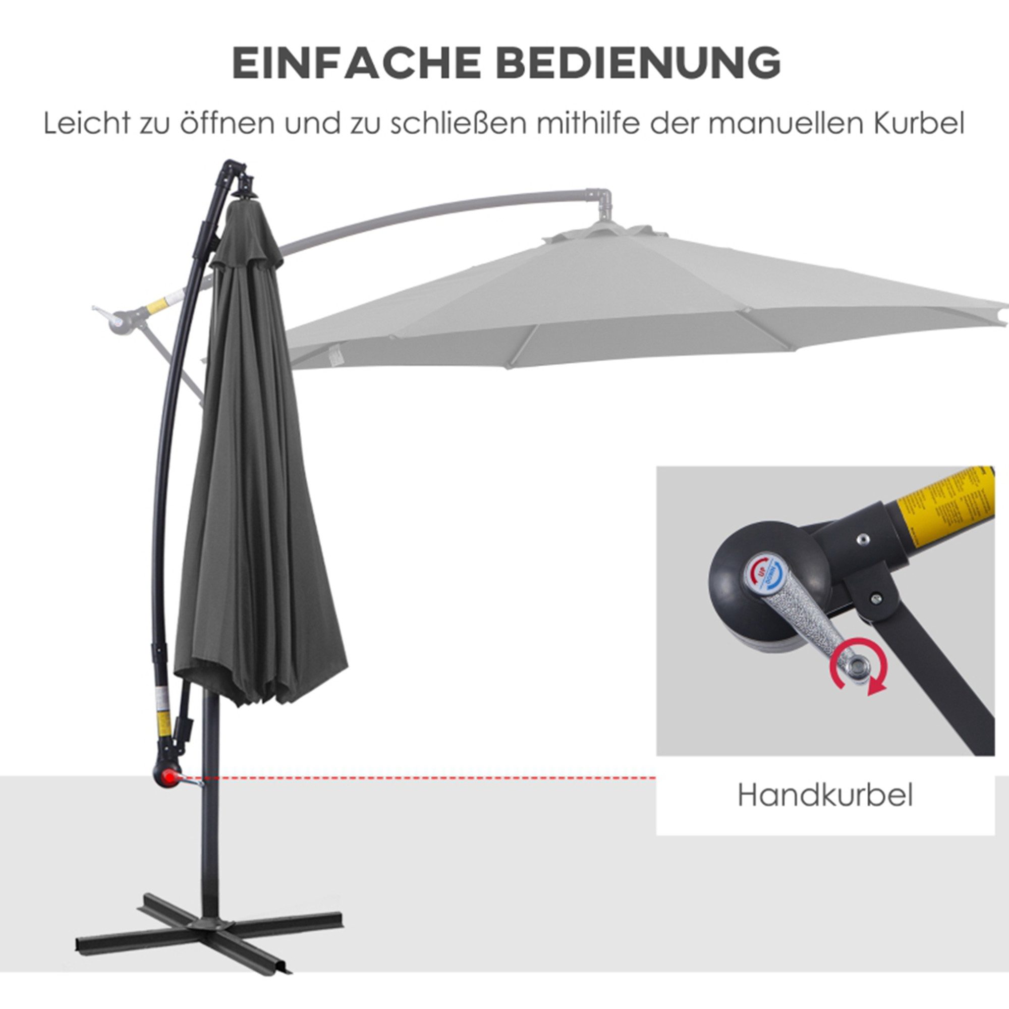 MC Star Sonnenschirm Kurbelschirm mit Stahlgestell günstig online kaufen