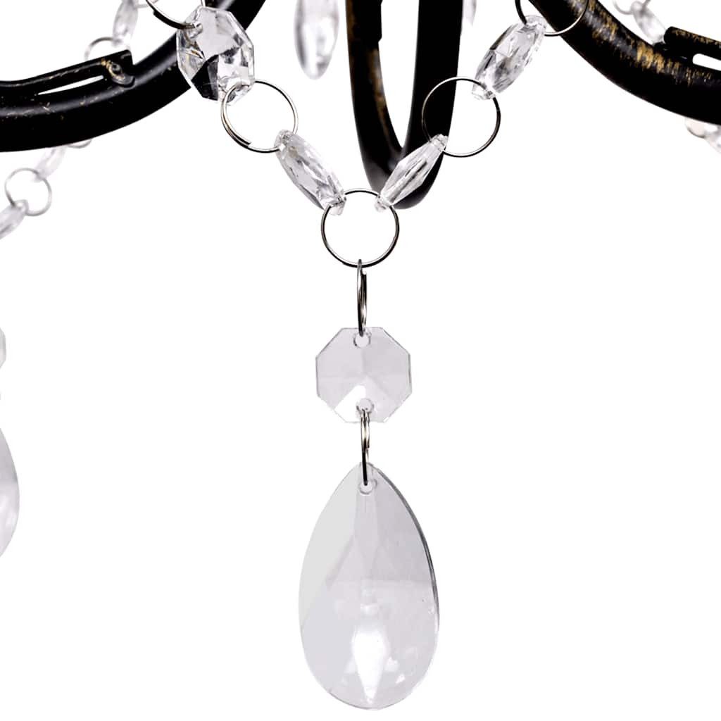 vidaXL Kronleuchter Decknlampe Art Novau mit Kristallperlen 3 x E14, Kronleuchter mit Kristall 3-flammig Lüster Deckenleuchte Deckenlampe – Bild 3 von 4