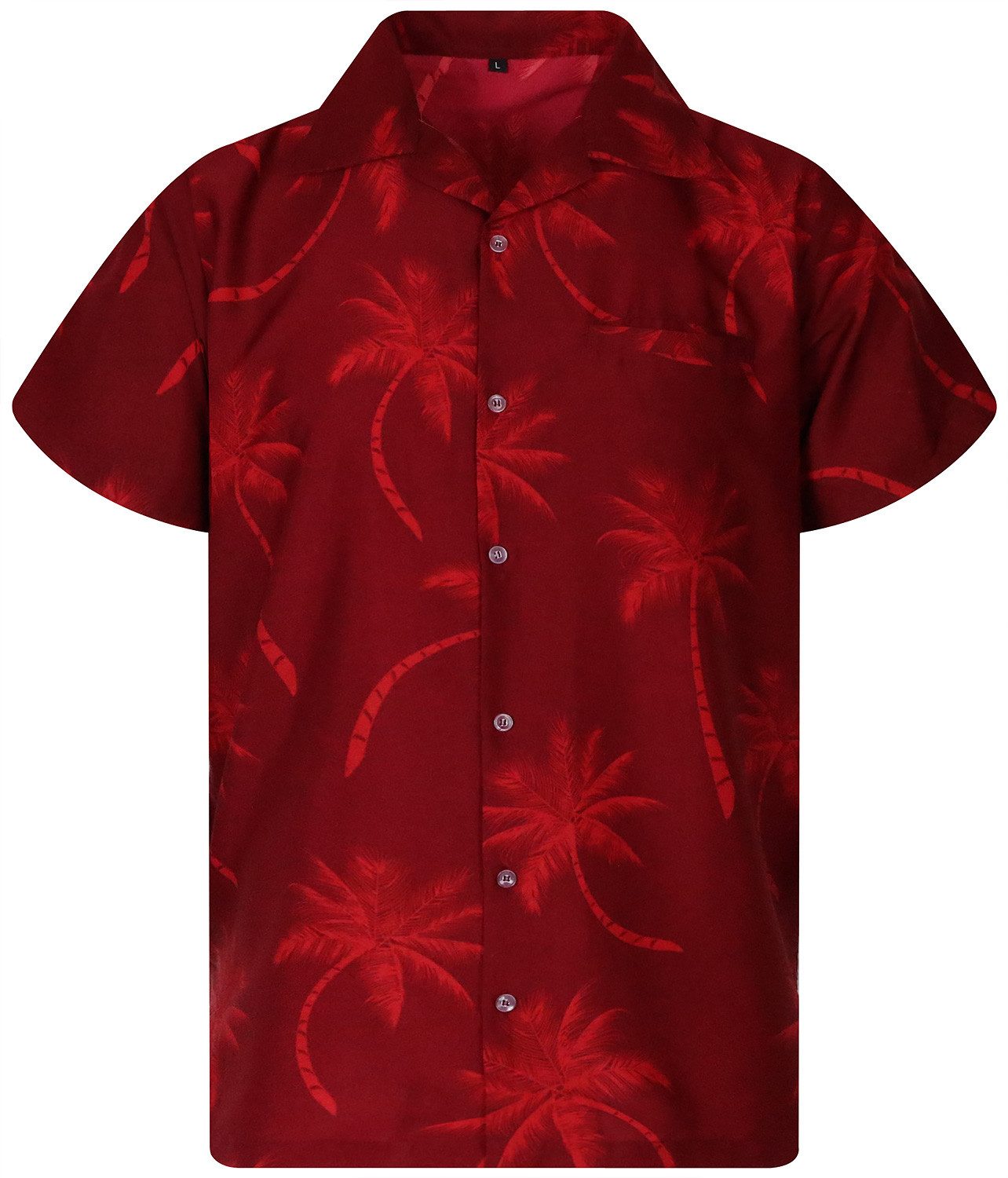 King Kameha Hawaiihemd "Palmshadow" Funky Hawaii-Hemd Herren Kurzarm Front-Tasche Sommerhemd