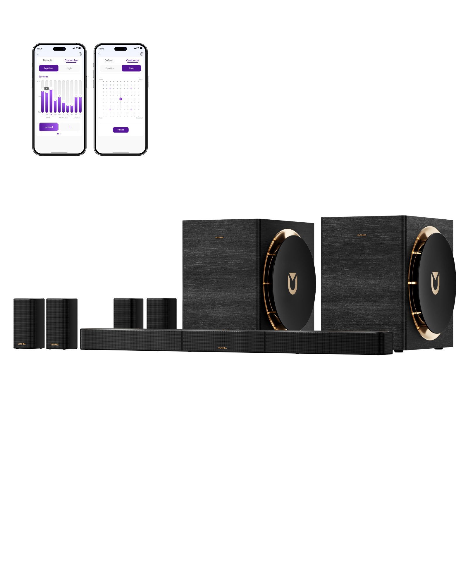 Ultimea Heimkinosystem Skywave X100 Dual Soundbar 9.2.6-Kanal-Surround-Sound Dolby Atmos & DTS:X (2000 W, Dualer 10'' Subwoofer, THX, 8K-HDR-Passthrough, heimkino soundsyste, Soundbar mit AVR-Qualität)