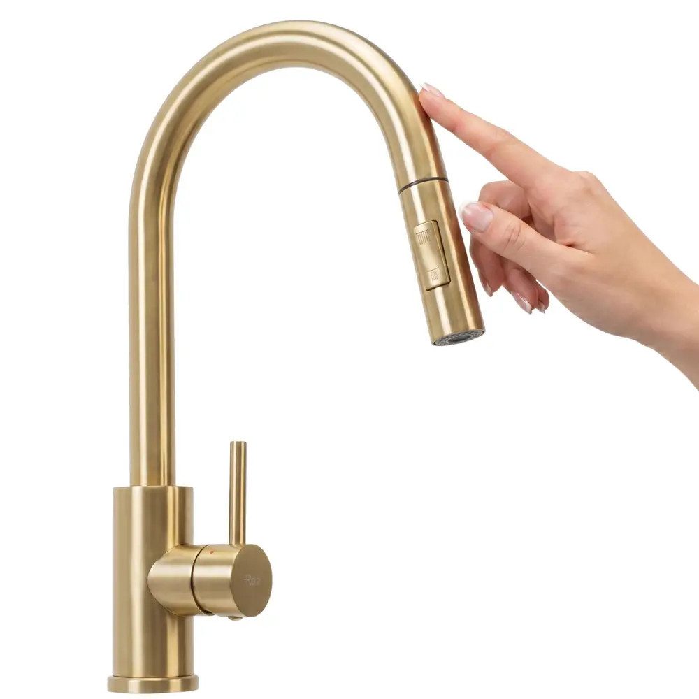 wohnwerk.idee Küchenarmatur Spültischarmatur ausziehbar mit Touch-Funktion Wasserhahn Küche aus robustem Messing, 360° schwenkbar, ausziehbare Brause