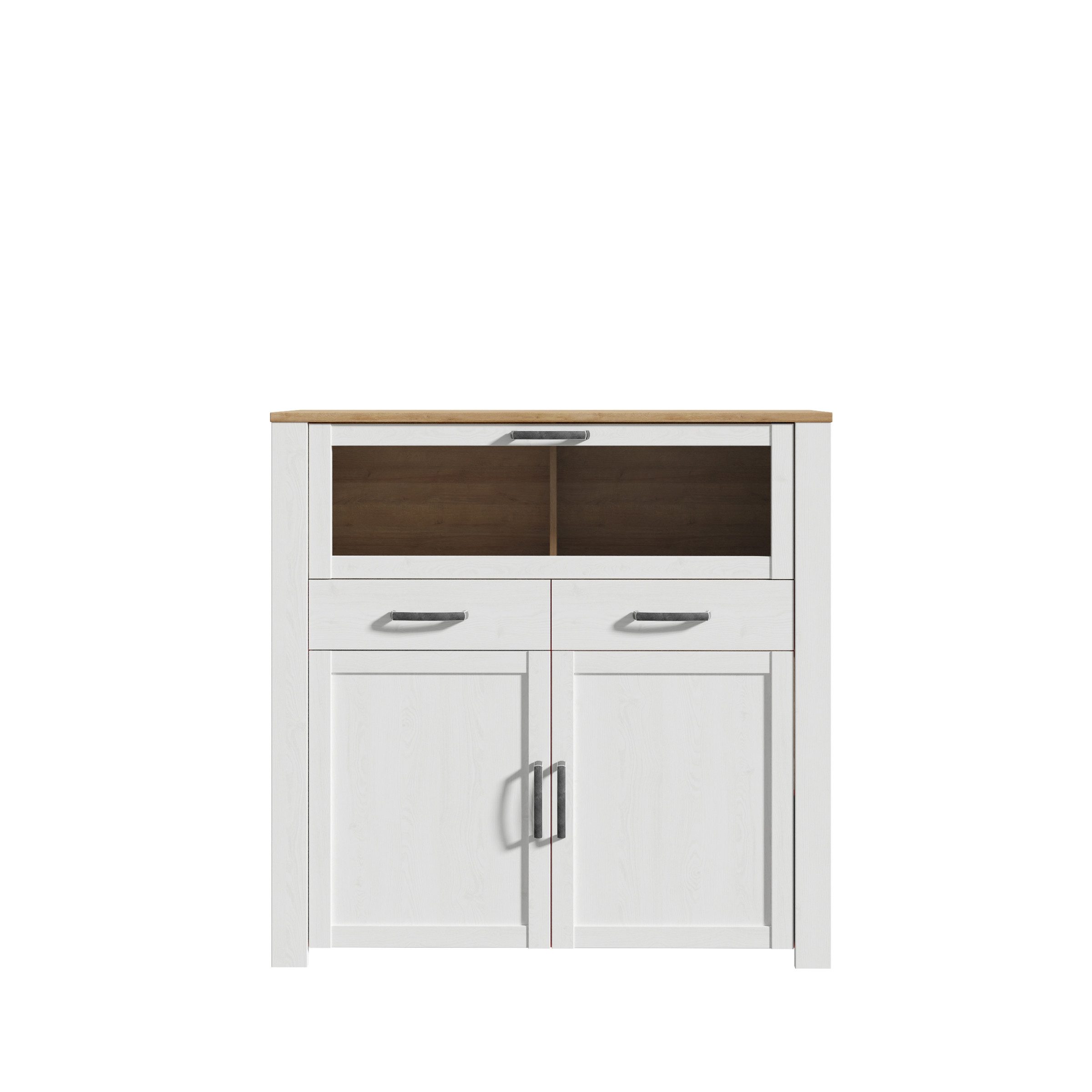 PREISBRECHER Barschrank BOHOL in Eiche Dekor / Sibiu - 126,4x125,4x42cm (BxHxT)