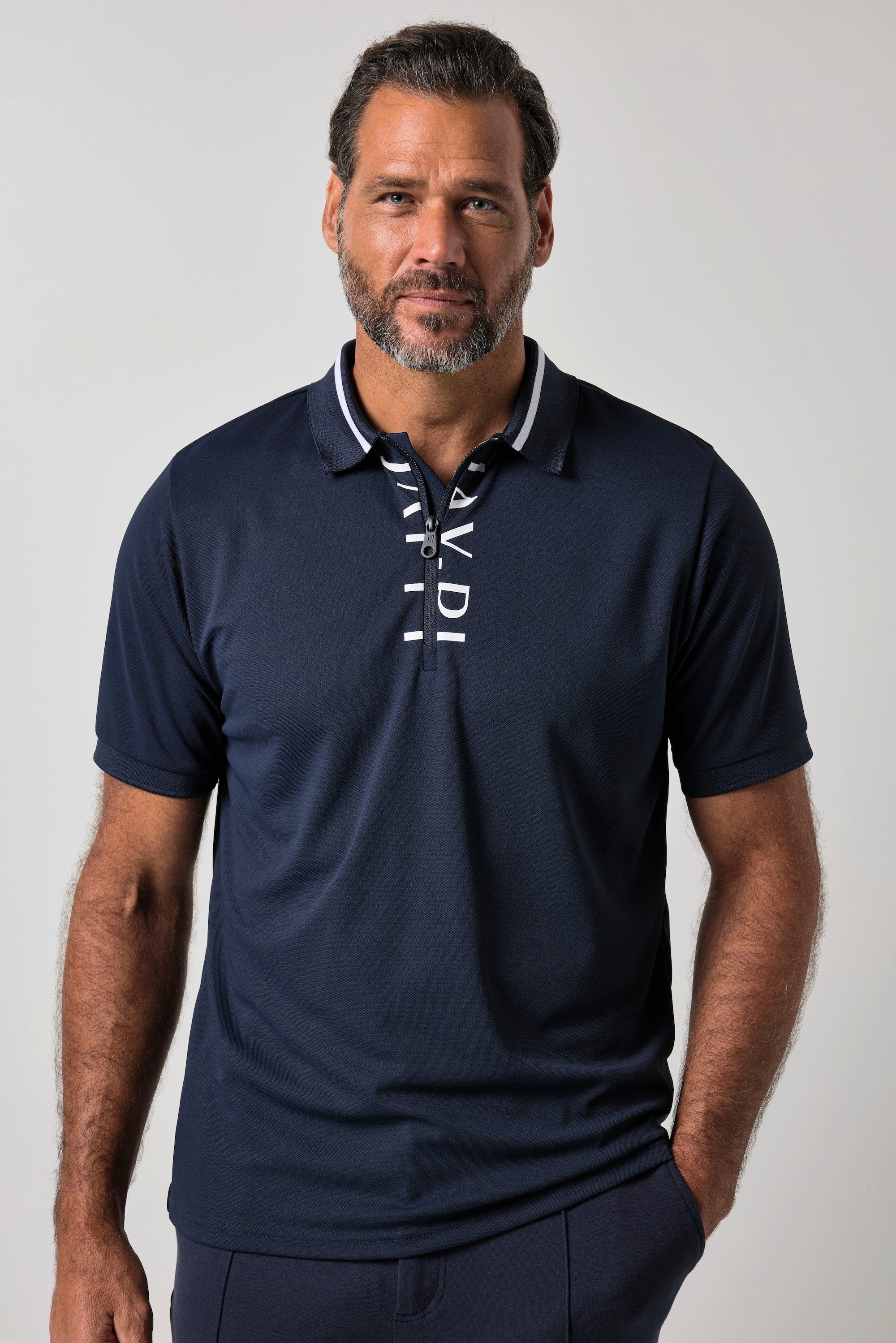 JP1880 Poloshirt Poloshirt Golf Zipper Halbarm Kontrast Details