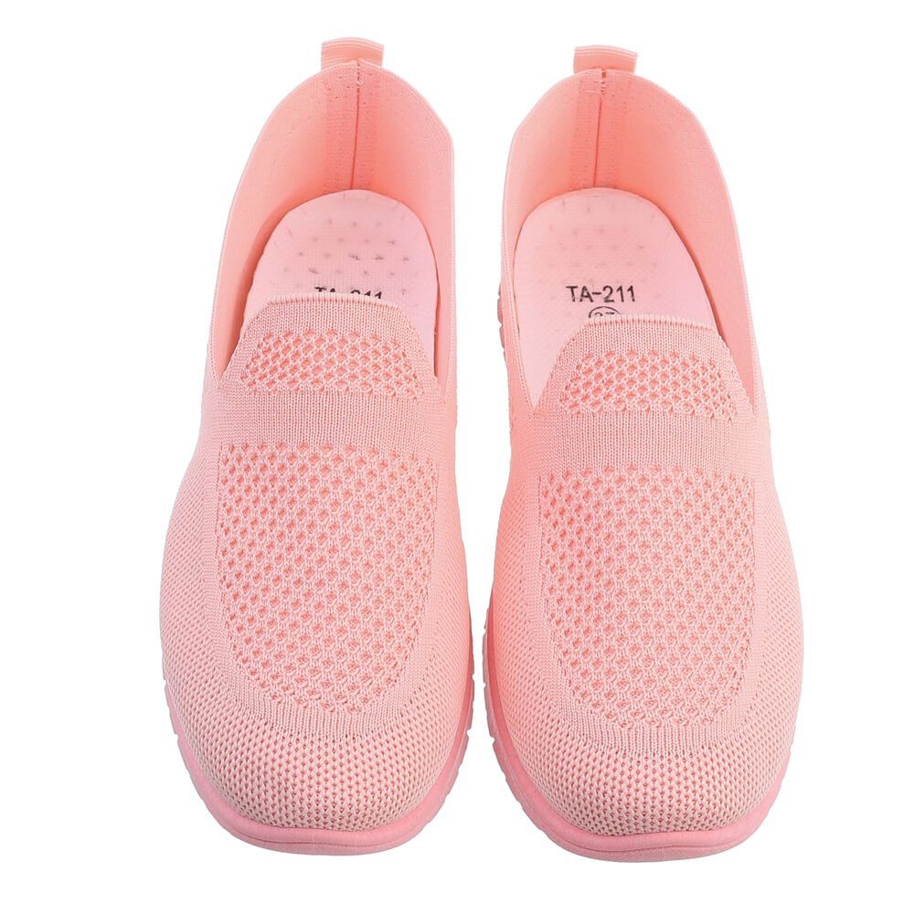 in Low Sneakers Flach Low-Top Damen Ital-Design Slipper Freizeit Rosa