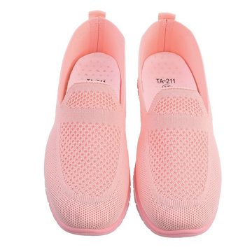 Ital-Design Damen Low-Top Freizeit Slipper Flach Sneakers Low in Rosa