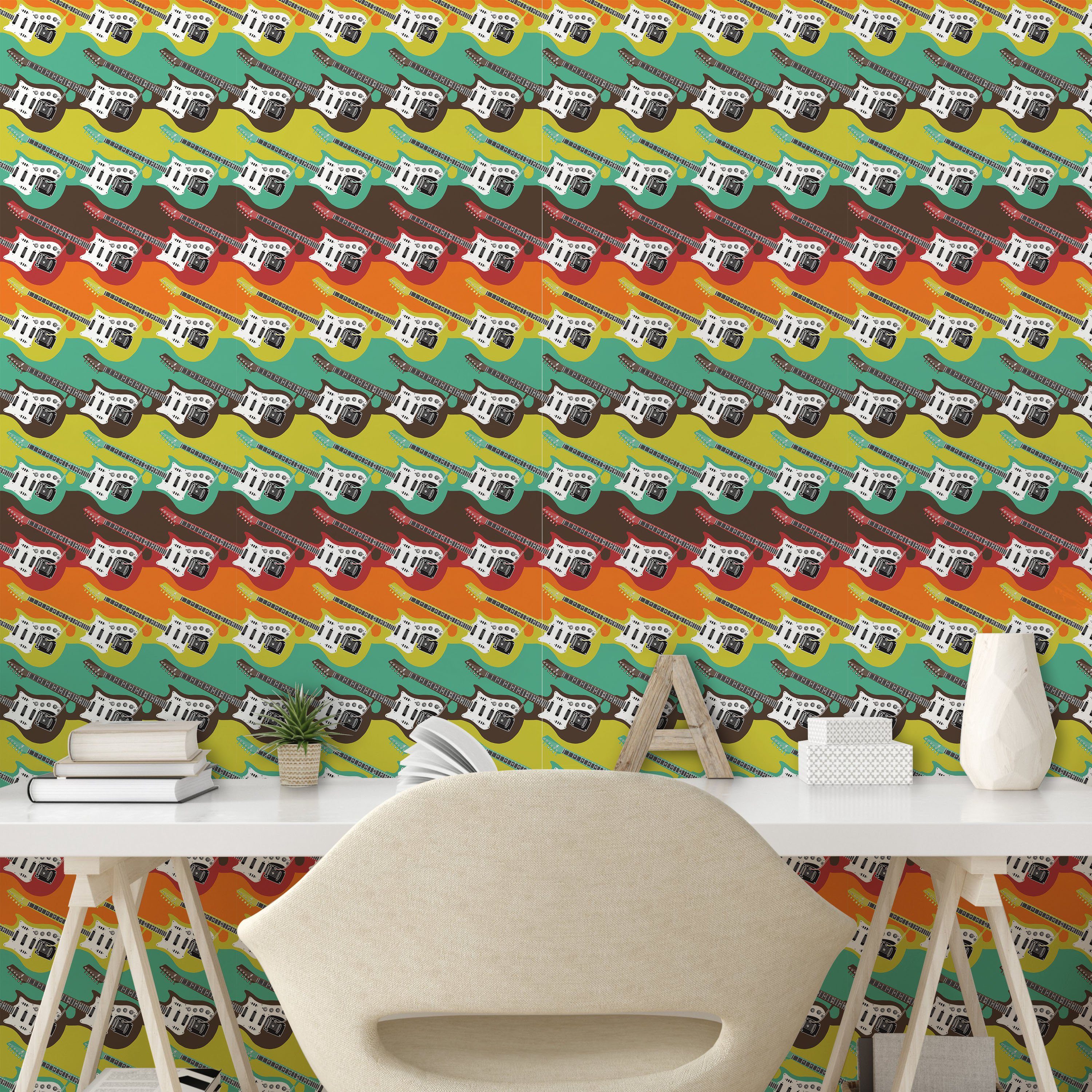 Vinyltapete Abstrakt Gitarre Abakuhaus selbstklebendes Farben Moderne Wohnzimmer Küchenakzent,