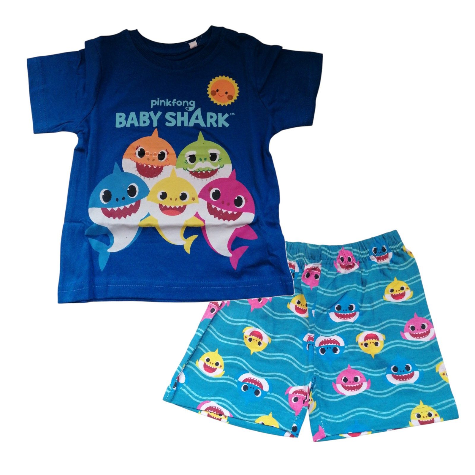 Baby Shark Pyjama Baby Shark, Kinder-Set, Shirt und Hose, Kurz, (Set, 2 tlg., Oberteil, Hose)