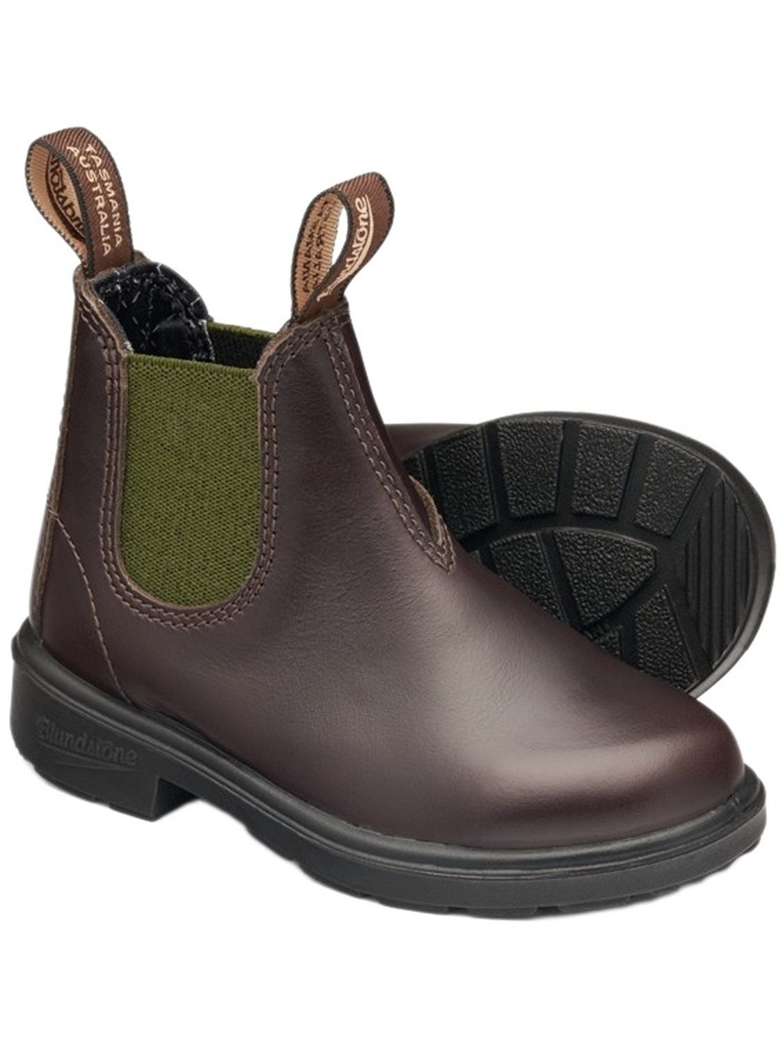 Blundstone #2394 Stiefel Brown Leather with Olive Elastic (Kids)