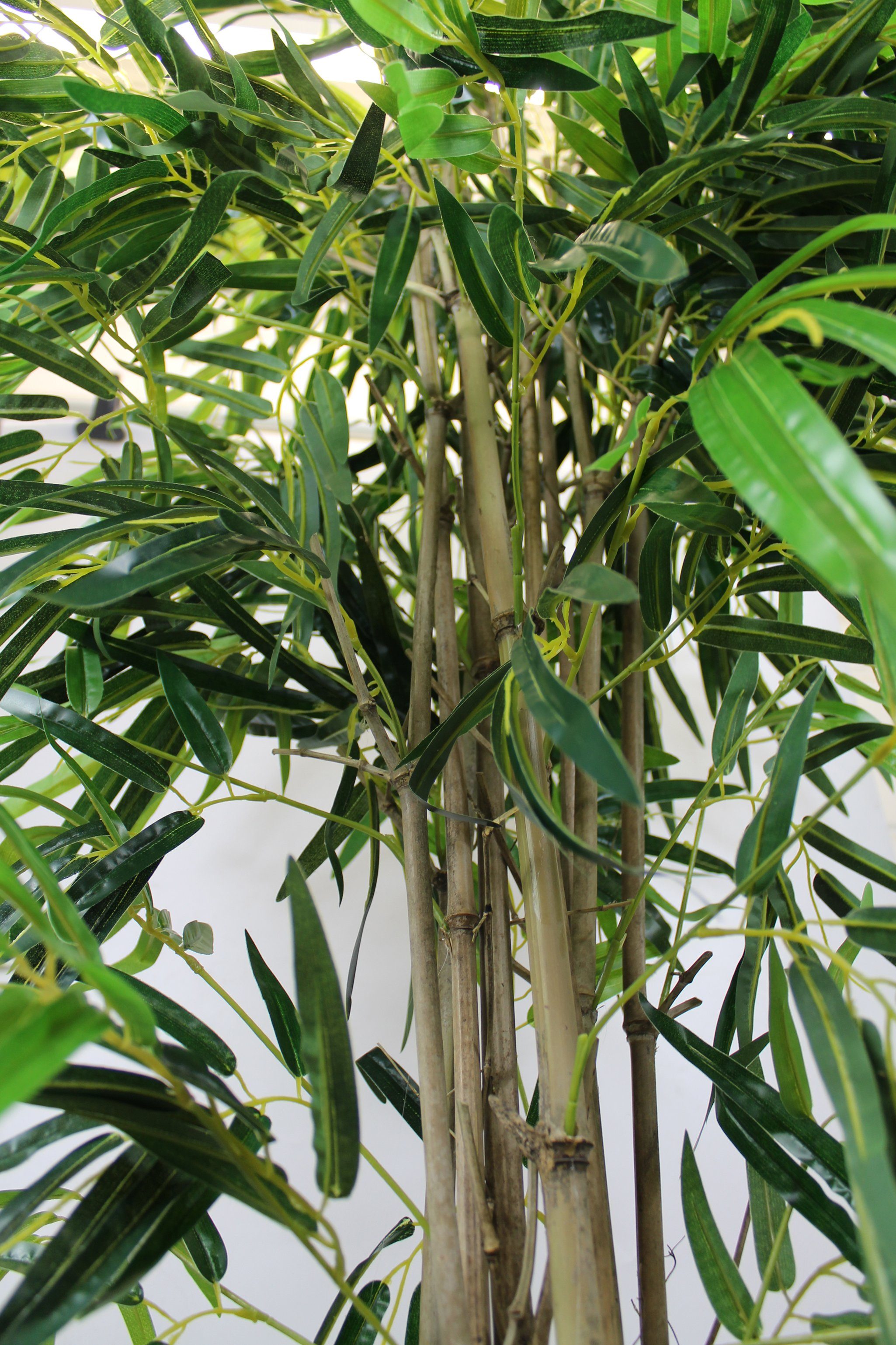 190 Kunstpflanze 1400 künstlicher Blätter Höhe Bambus Bambus, im Real-Touch fertig Arnusa, Topf Kunstbambus cm, Deluxe beschwerten