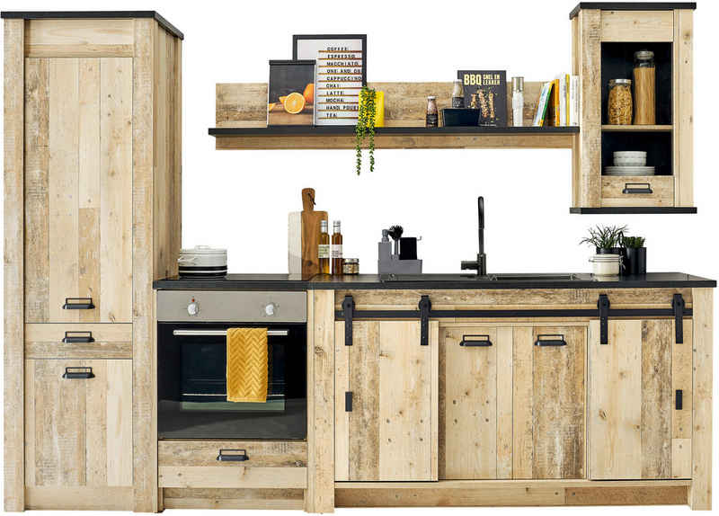 Home affaire Küchenzeile Sherwood, Breite 284 cm, mit Herdumbauschrank, ohne E-Geräte