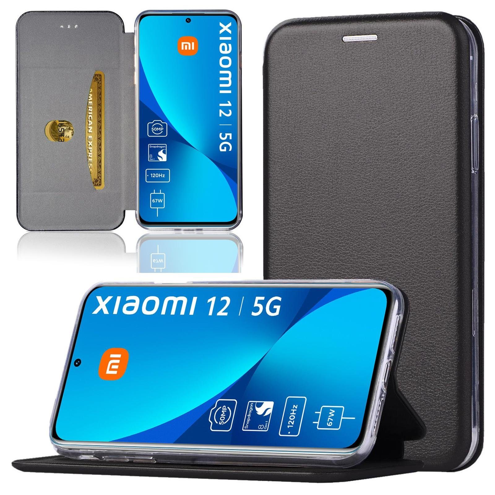 Numerva Handyhülle Handy Tasche Book Case für Xiaomi 12 / 12X / 12s, Klapphülle Flip Cover Hardcover Schutz Hülle Etui