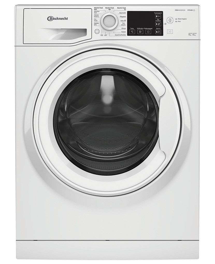 BAUKNECHT Waschtrockner WD ECO SHIELD 8614 D, 8 kg, 6 kg, 1400 U/min, Steam Hygiene mit Antivirus, Flecken 40°, Steam Refresh