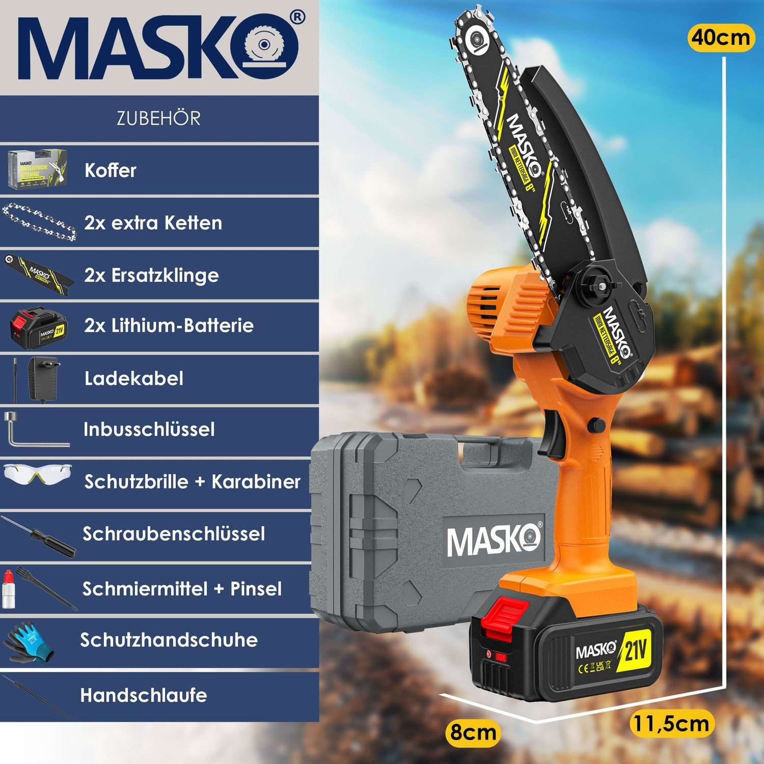 MASKO Akku-Kettensäge Mini Kettensäge 800W Elektrische günstig online kaufen