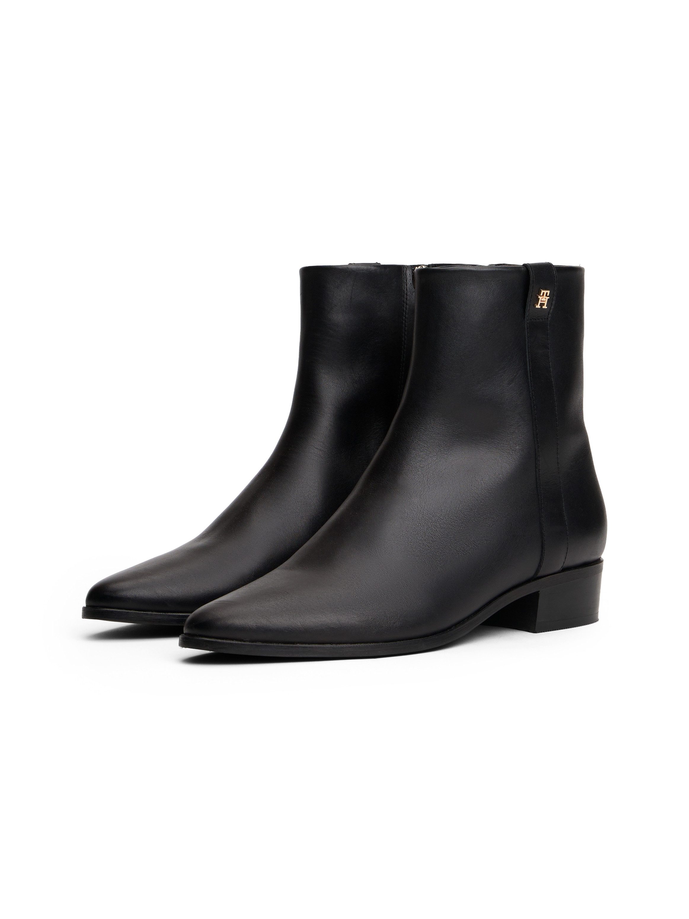 Tommy Hilfiger TH LEATHER POINTY ZIP BOOTIE Stiefelette, Blcokabsatz, Busin günstig online kaufen