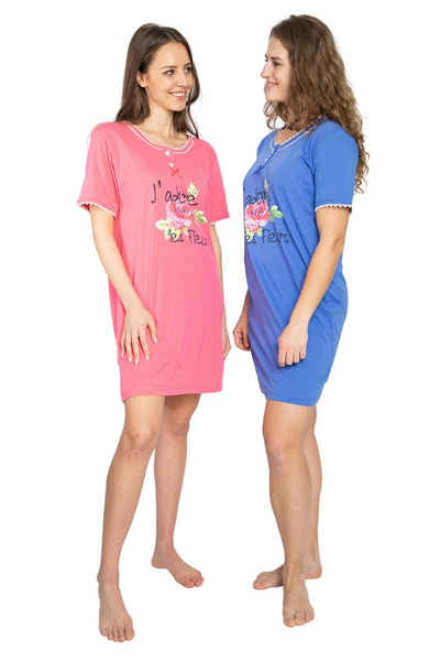 Consult-Tex Nachthemd »Damen Nachthemd, Big-Shirt, Sleepshirt 2 Stück Packung DW903« (Spar Set, 2er-Pack) bequem zu tragen