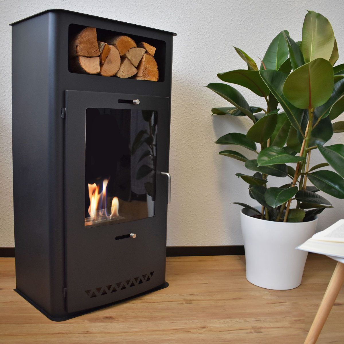 GLOW FIRE Echtfeuer-Dekokamin Ethanolkamin Oslo Bioethanol Kamin, Sicherheitsbrenner,2 KW Heizleistung,4h Brenndauer