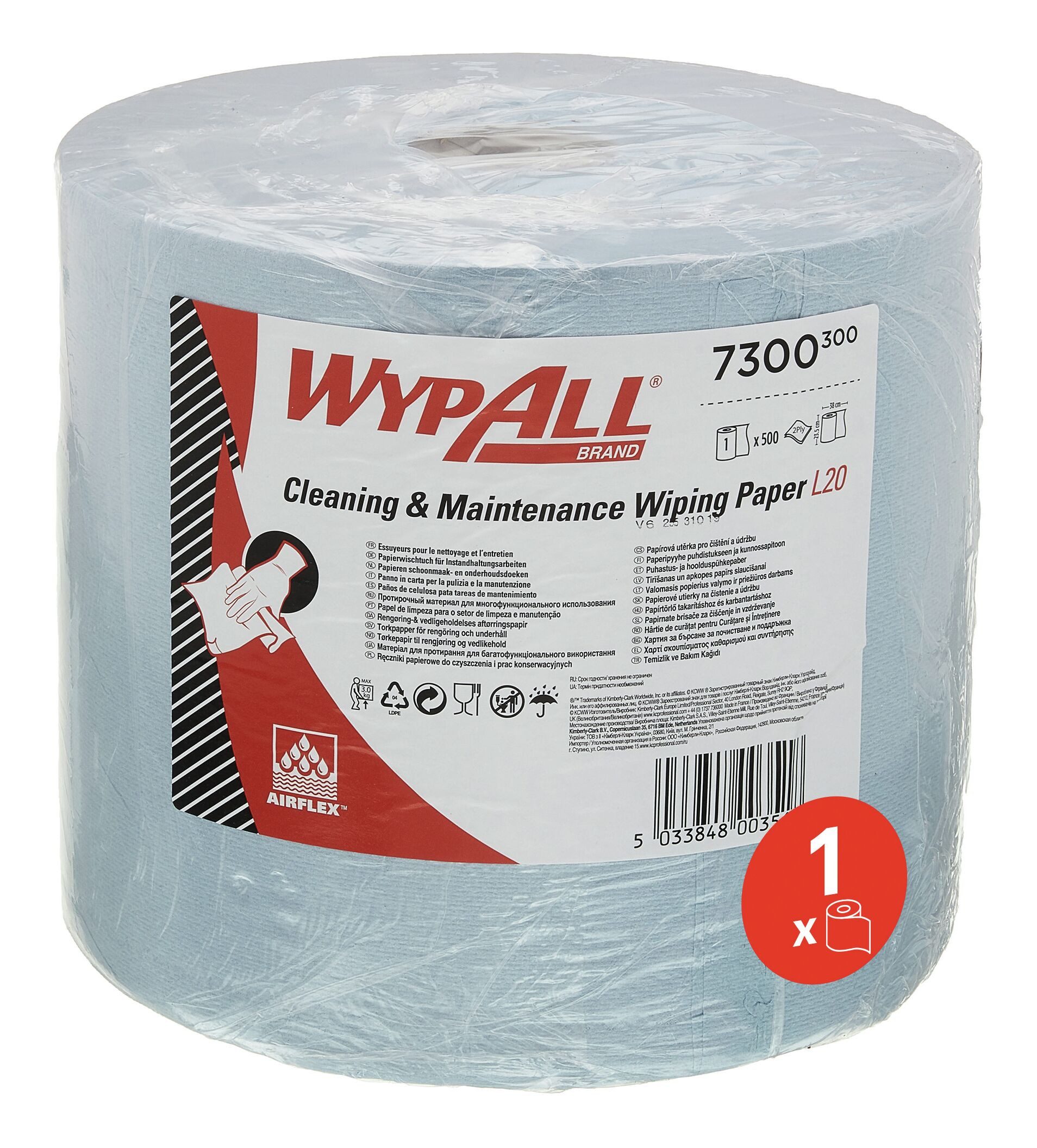 Wypall Reinigungstücher (23.5x38 cm, L20 Wischtücher 38 x 23,5 cm 500 Blatt)