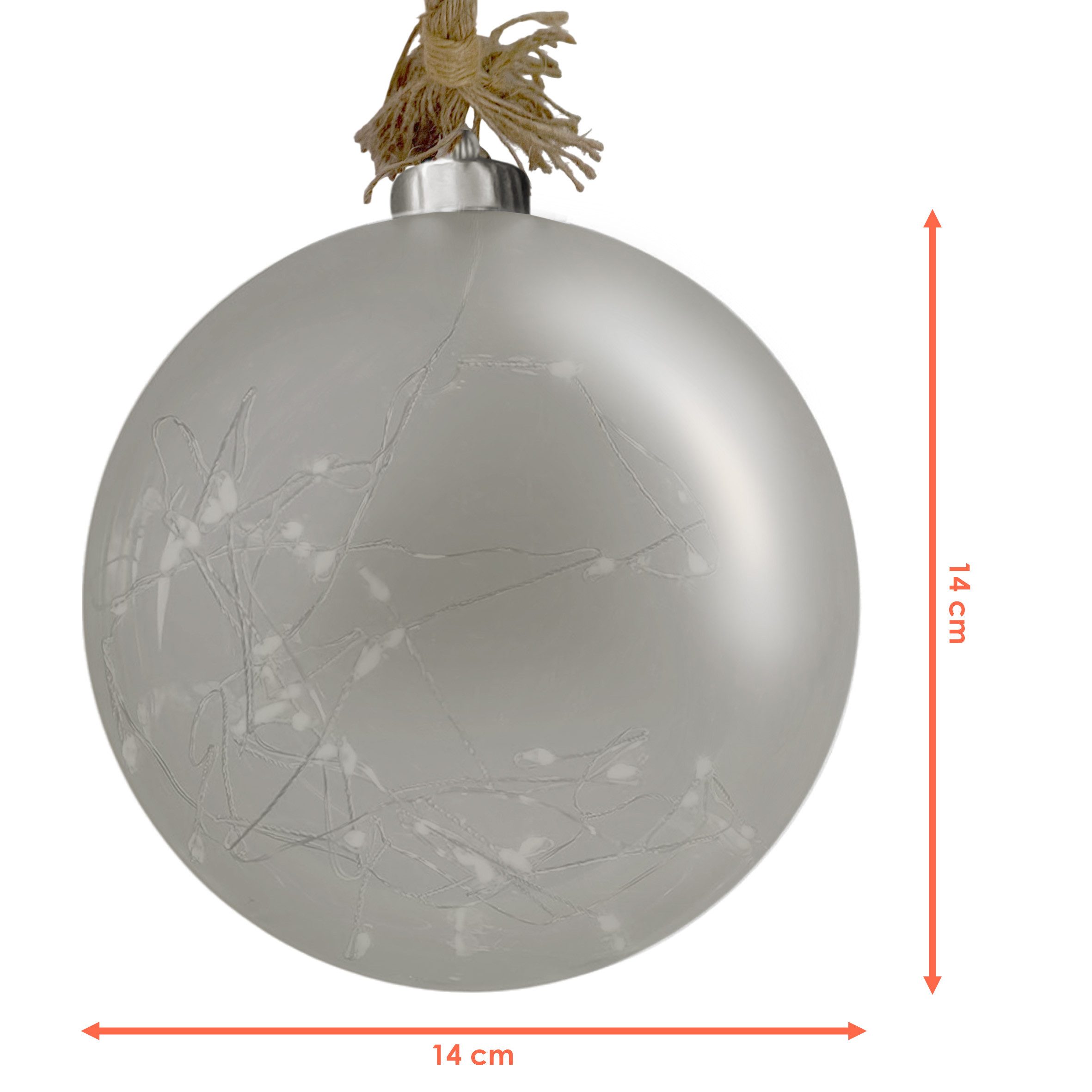 Spetebo LED Dekoobjekt LED Glas Kugel auf Seil 14 cm - Deko Kugel 30 LED, b günstig online kaufen