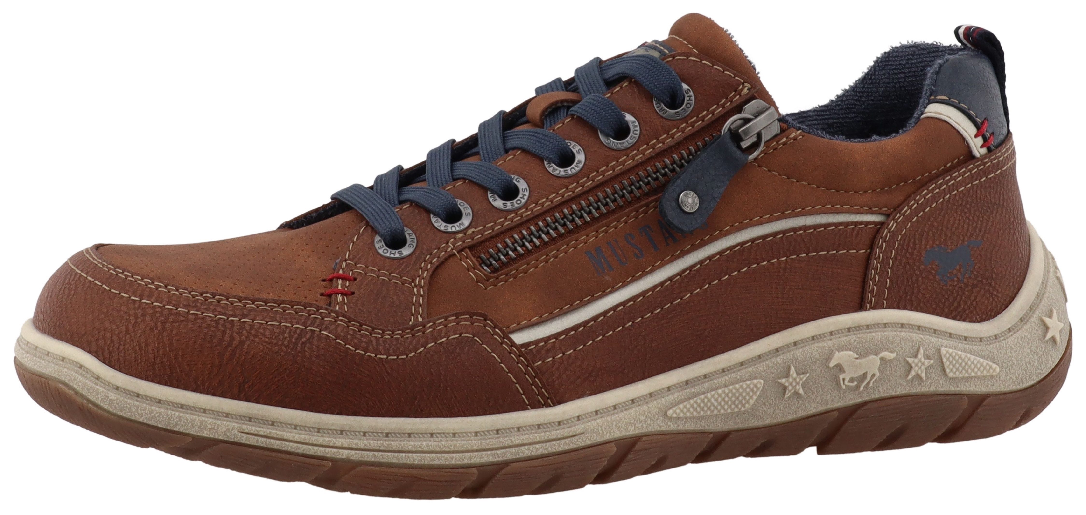 Mustang Shoes Benedetto Sneaker Freizeitschuh, Halbschuh, Schnürschuh mit seitlichem Reißverschluss