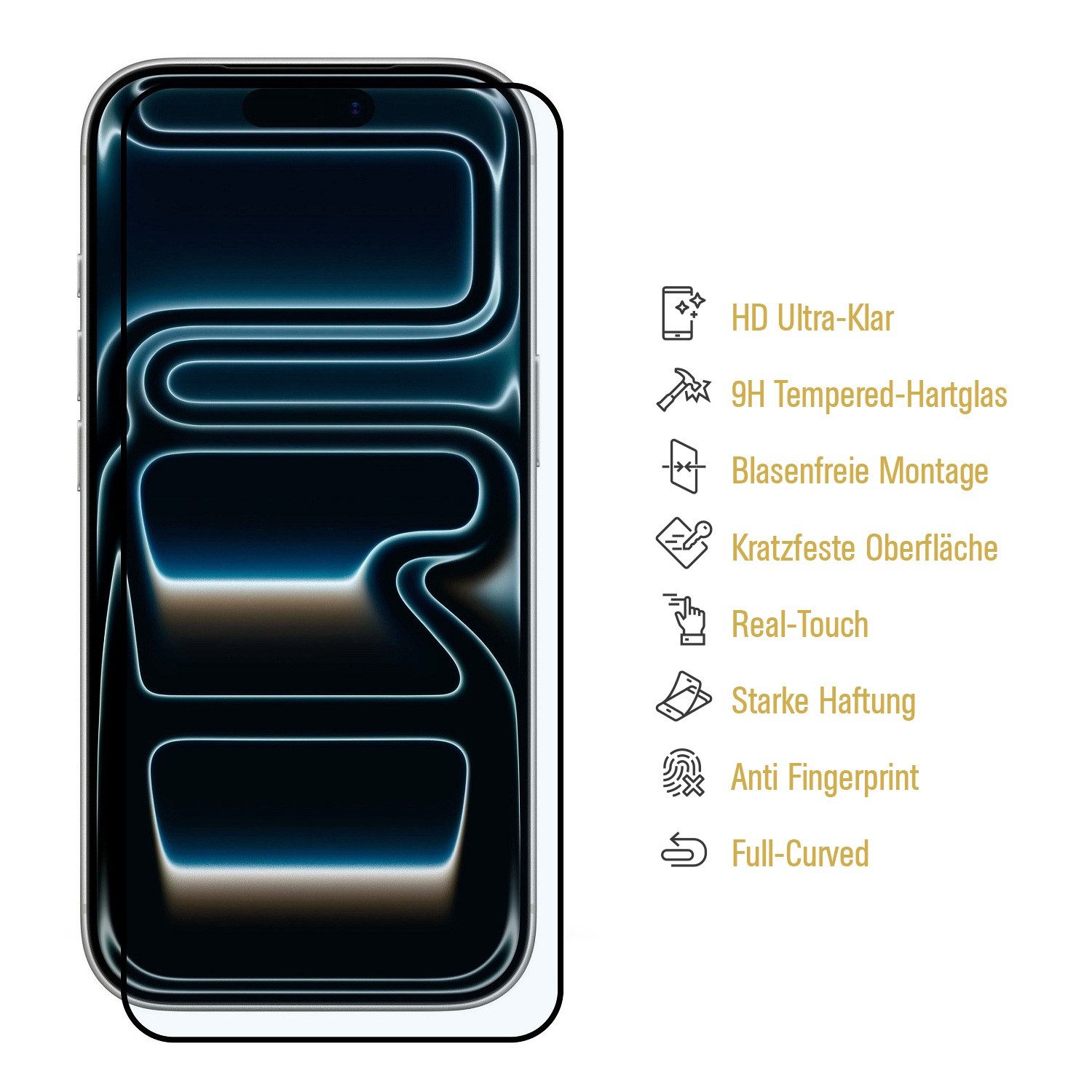 Protectorking Displayschutzfolie 1x 9H Panzerglas Full-Screen HD klar Tempered Glass Screen-Protector für Apple iPhone 17 Pro Max, 1 Stück, Displayschutz gegen  – Bild 3 von 4