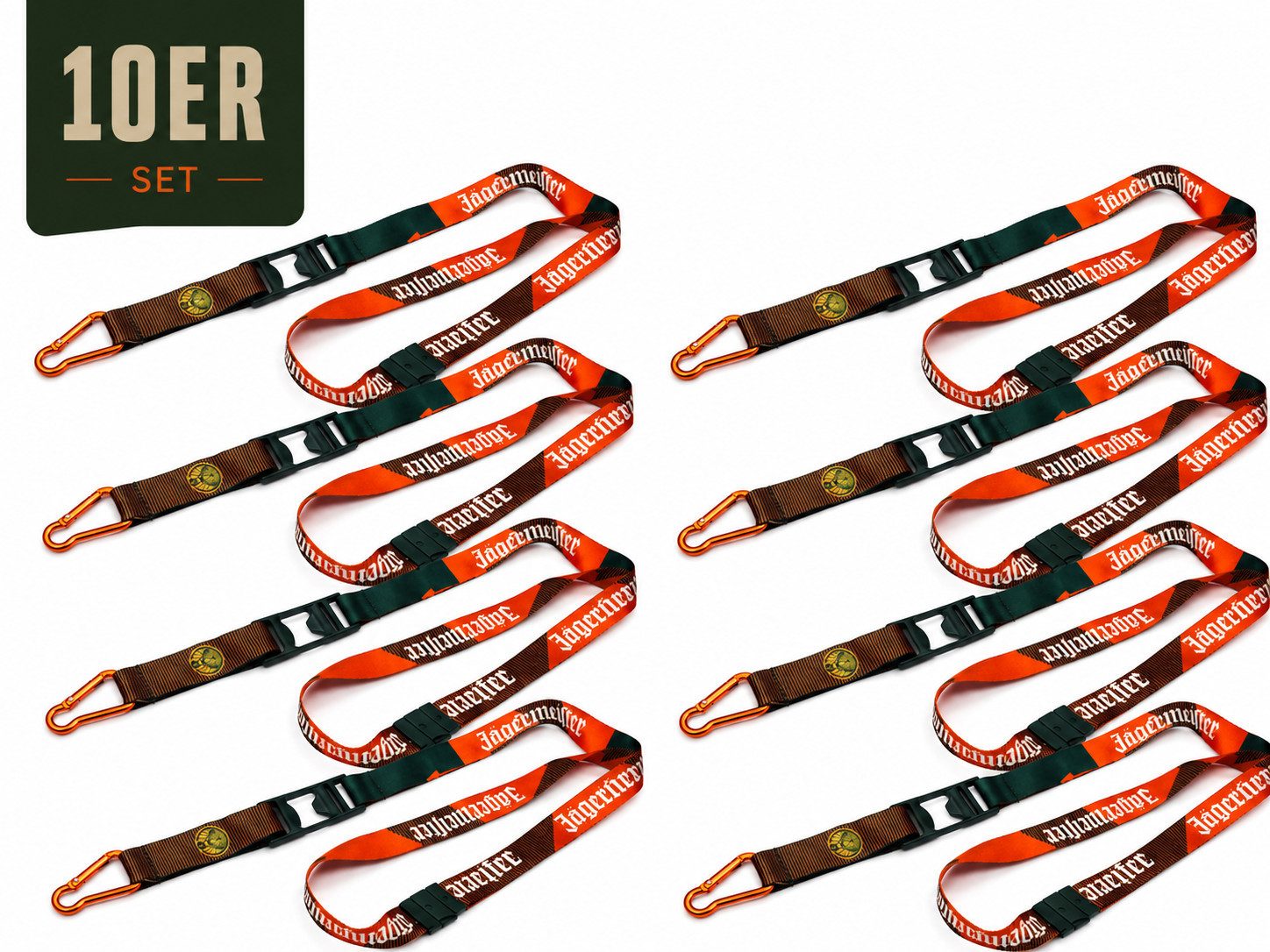 Jägermeister Schlüsselanhänger Jägermeister Schlüsselband mit Karabiner 10er Set - Festival Schlü