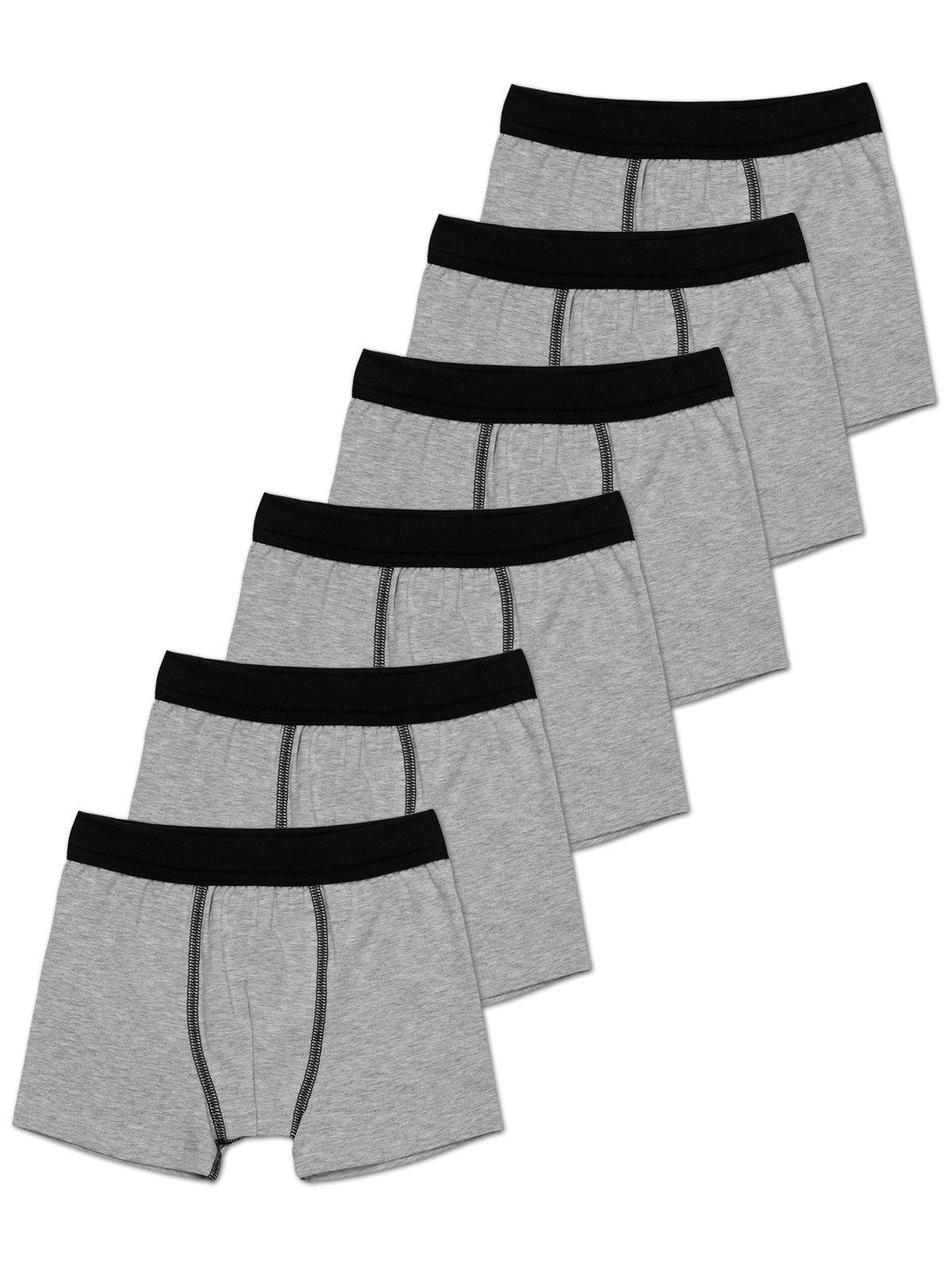Sweety for Kids Boxershorts 6er Sparpack Knaben Shorts Single Jersey (Spar-Set, 6-St) gerader Beinausschnitt steingrau-melange