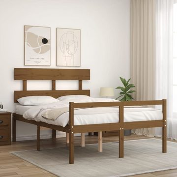 furnicato Bett Seniorenbett mit Kopfteil 140x190 cm Honigbraun Massivholz