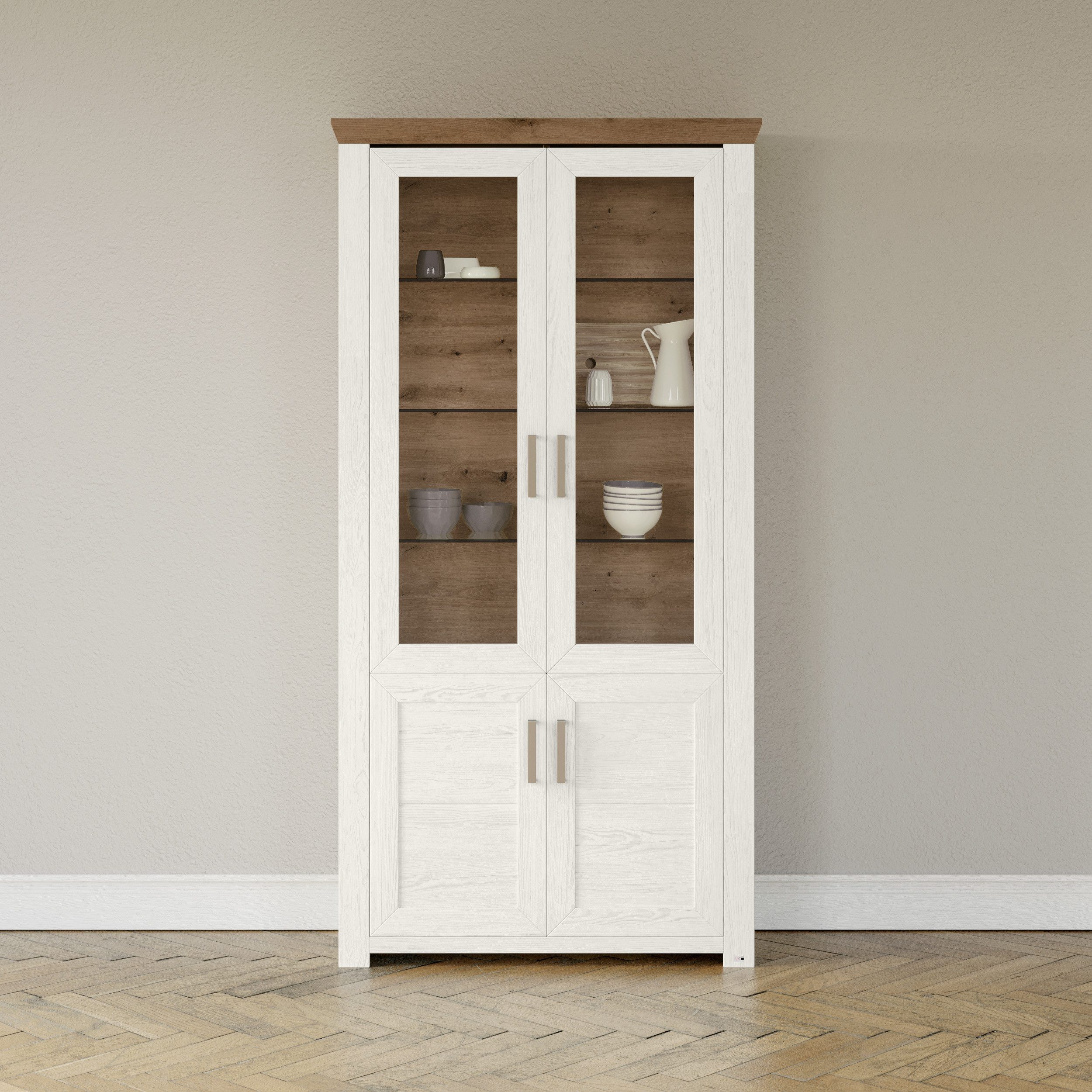 set one by Musterring Standvitrine York Typ 17, mit zwei Glastüren, in 3 Farbvarianten, Höhe 207 cm