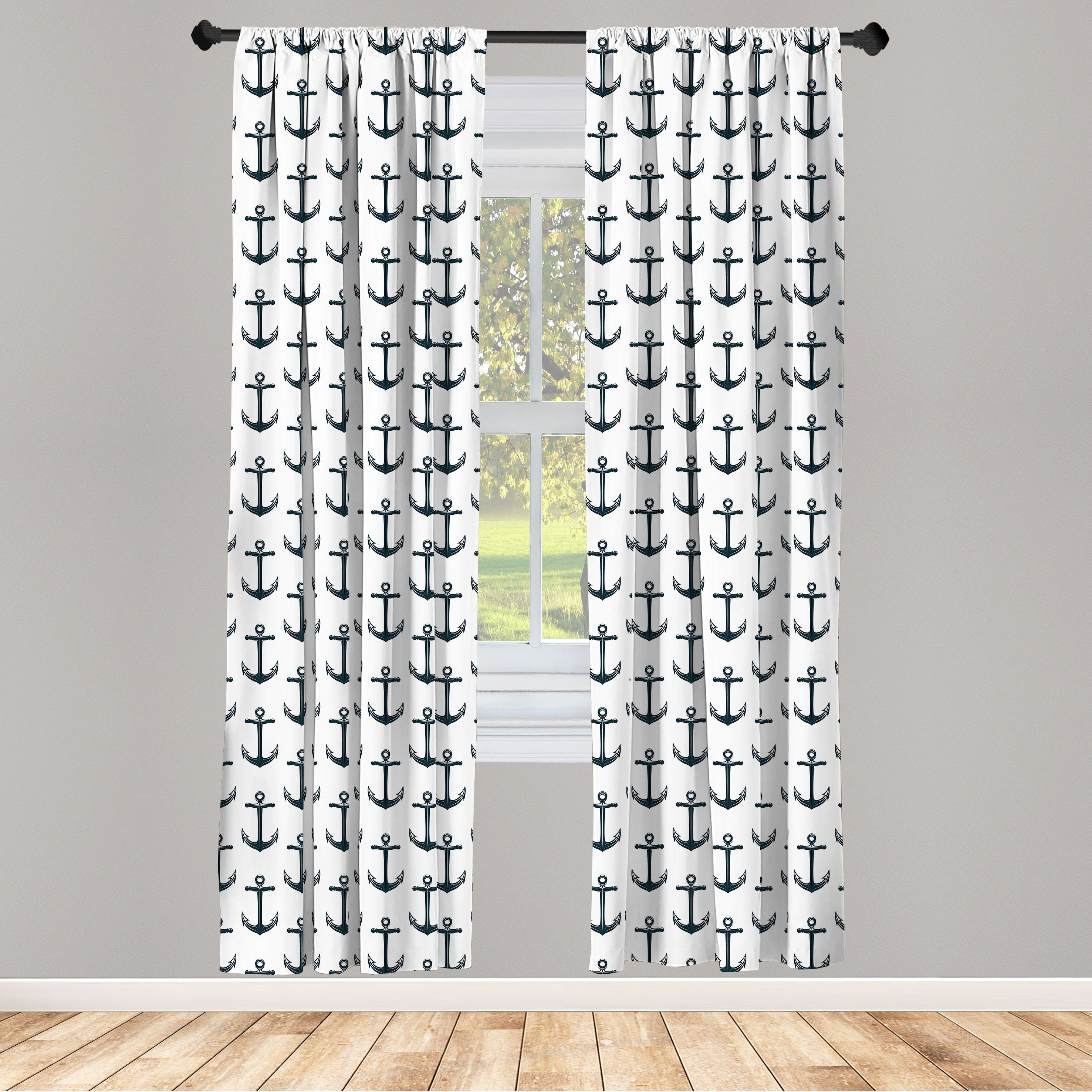 Gardine Vorhang für Wohnzimmer Schlafzimmer Dekor, Abakuhaus, Microfaser, Anker symmetrische Wasser