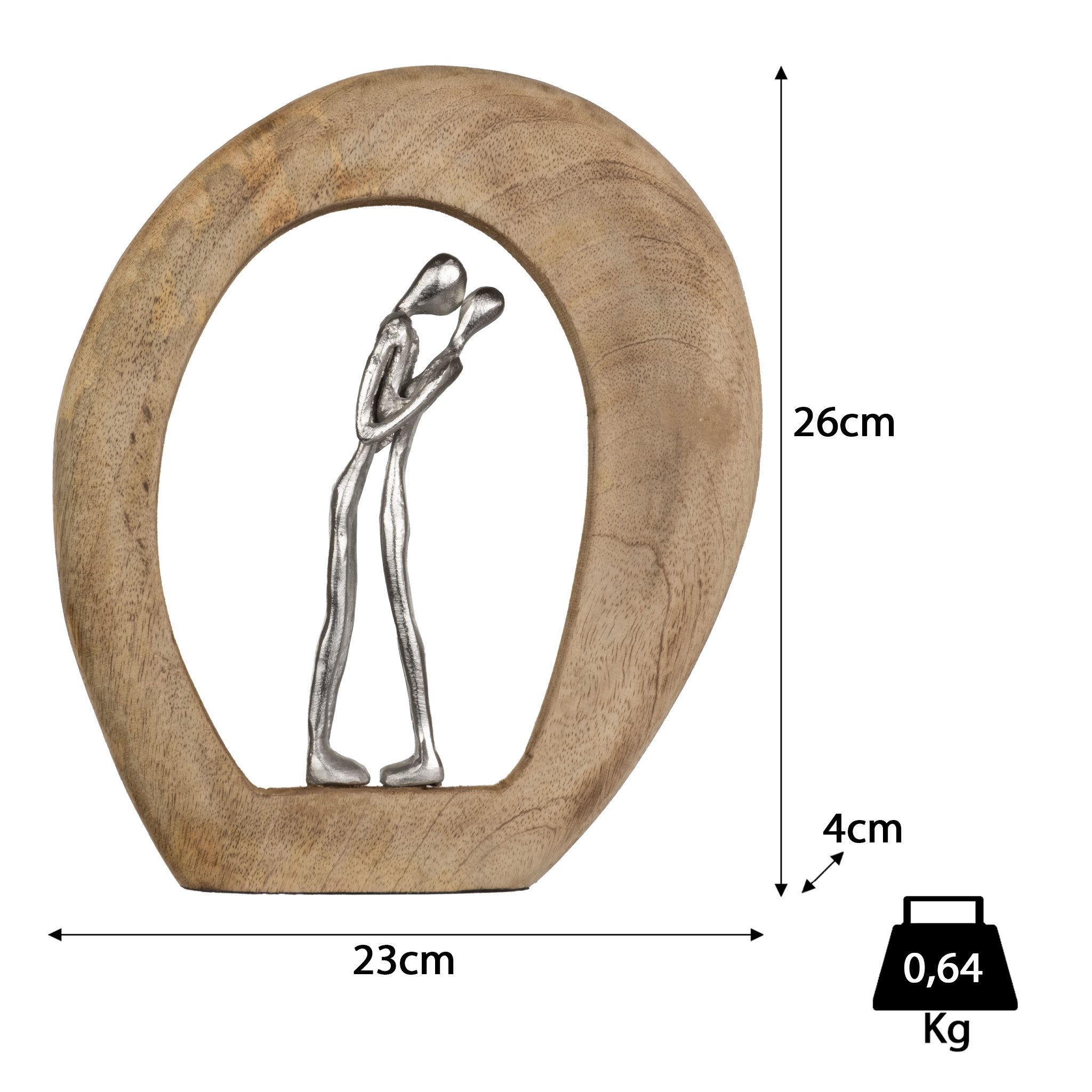 Moritz Skulptur Skulptur Hochzeit Liebespaar 23x4x26 cm, Holz, Tischdeko, Fensterdeko, Wanddeko, Holzdeko, Weihnachtsdeko