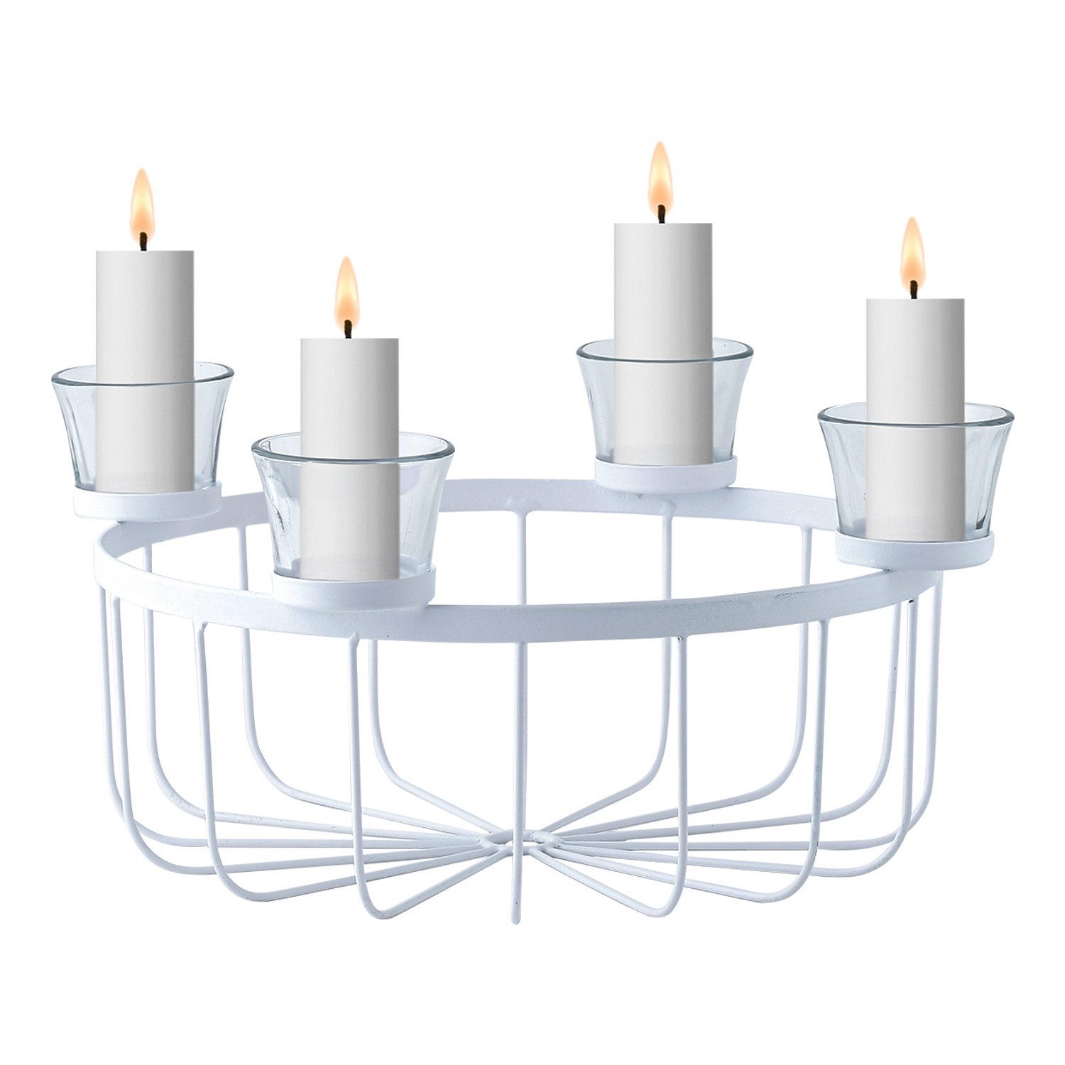 Marrakesch Orient & Mediterran Interior Adventskranz Moderner Adventskranz Usha handgefertigt aus Metall in Weiß 30 cm, Handarbeit