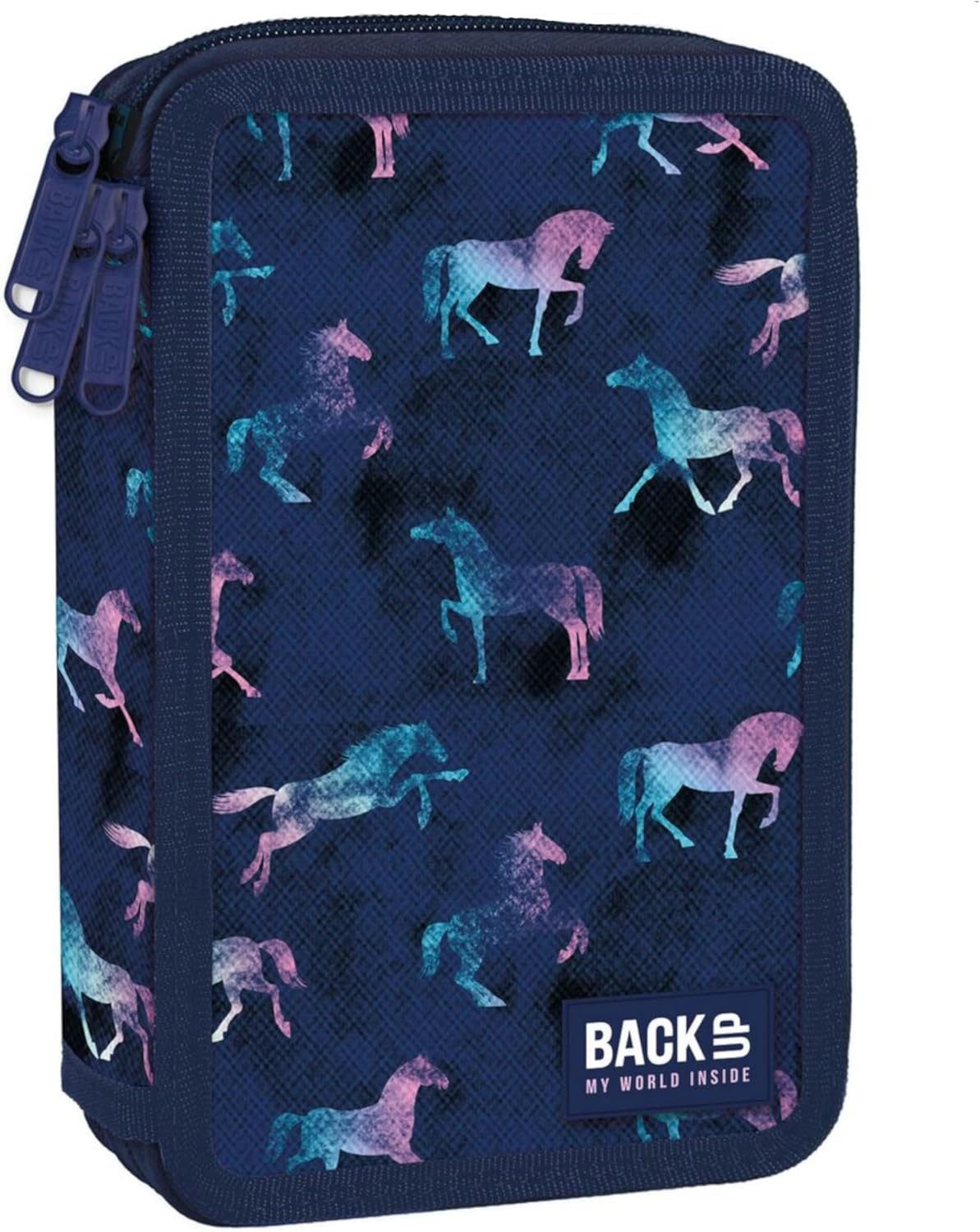 GOLDKIDS Пенали Federtasche 3-fache Federmappe Horse, (Pferd 43-teilig gefüllte Schüleretui, 1-tlg., Stifte und Pinsel inkl. Aufgabenheft), Federbox Etui Stiftetasche Schlamper-Etui Schul-Etui