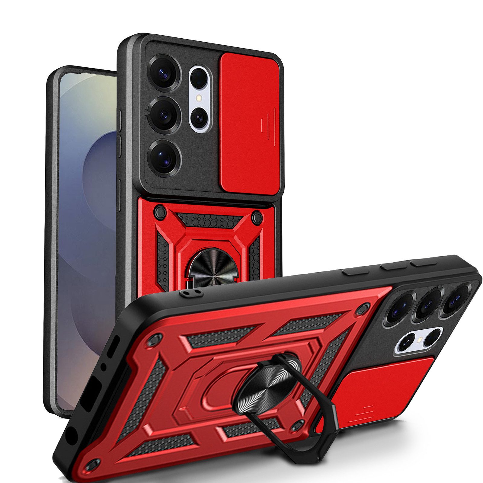 betterfon Handyhülle für Samsung Galaxy S26 Ultra Hülle mit Kameraschutz-Ringhalter, Outdoorhülle mit Smartstand und Silikonkern