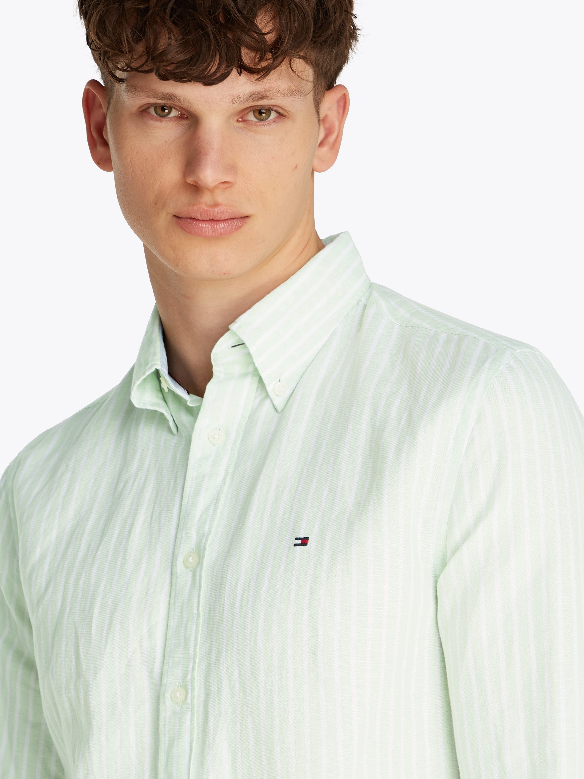 Tommy Hilfiger Langarmhemd LINEN BLEND BOLD STRIPE mit feinen Streifen günstig online kaufen