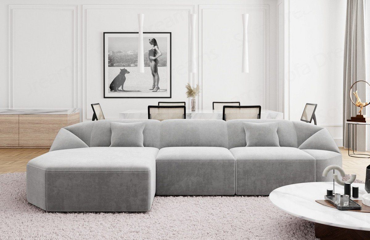 Sofa Dreams Ecksofa Design Polster Samtstoff Sofa Cabrera L Form kurz Stoffsofa, Loungesofa