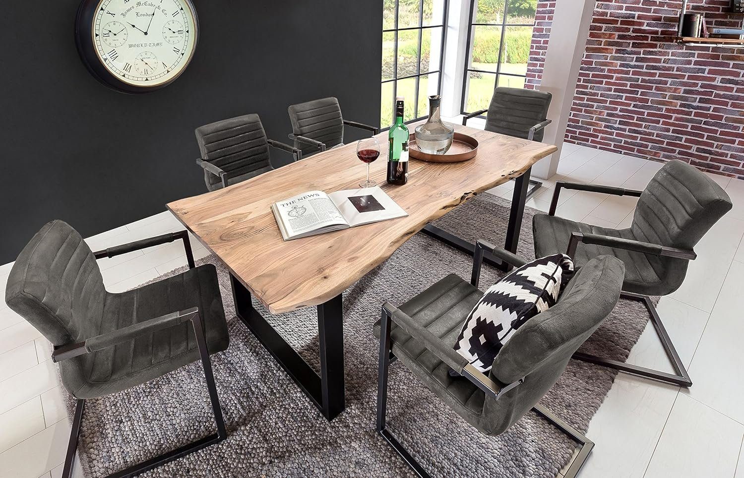 SAM® Essgruppe Quentus, Akazie massiv, mit natürlicher Baumkante und Stühle günstig online kaufen