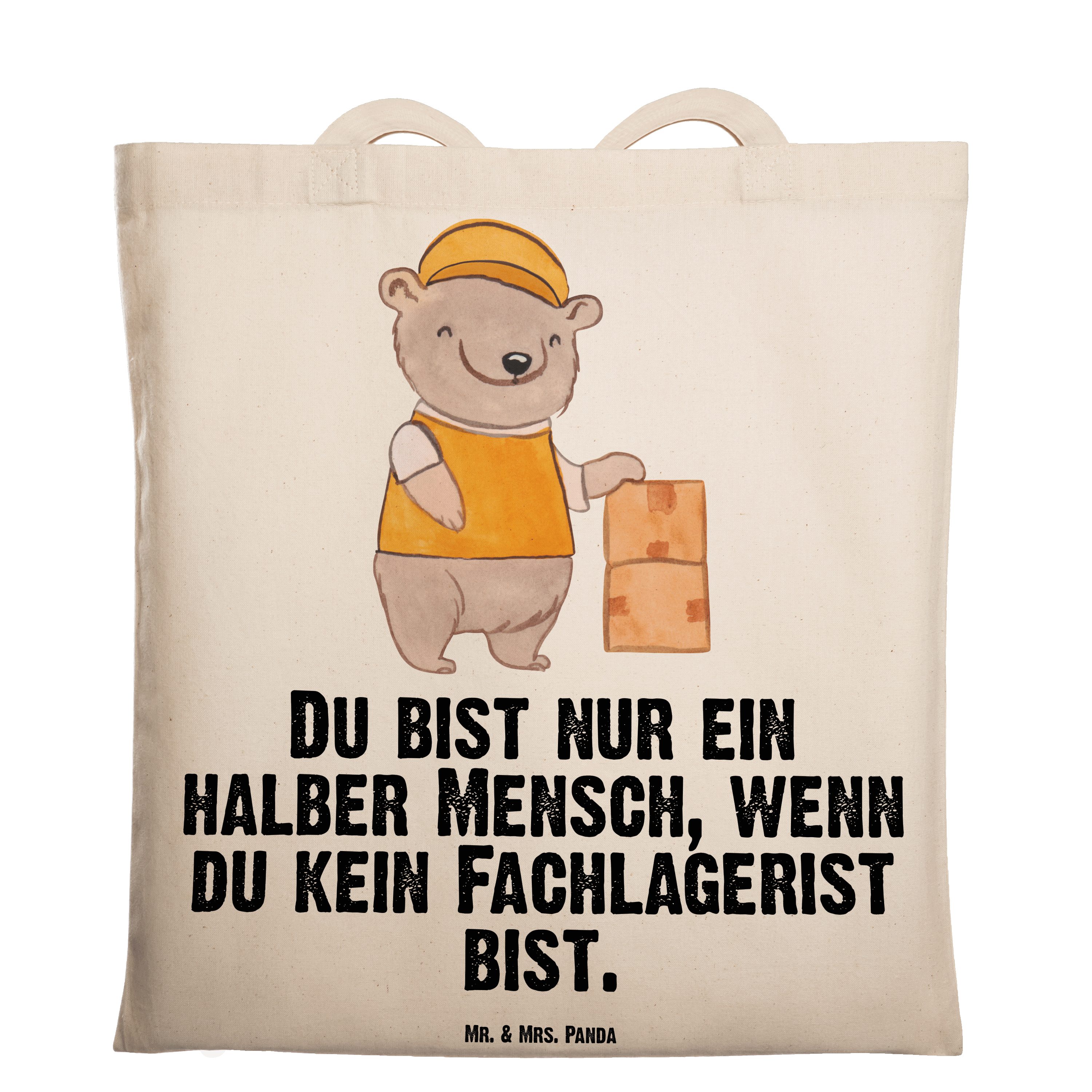 Panda Beutel, Tragetasche Mrs. Jutebeutel, (1-tlg) Fachlagerist B Mr. - & Geschenk, Herz Transparent mit -