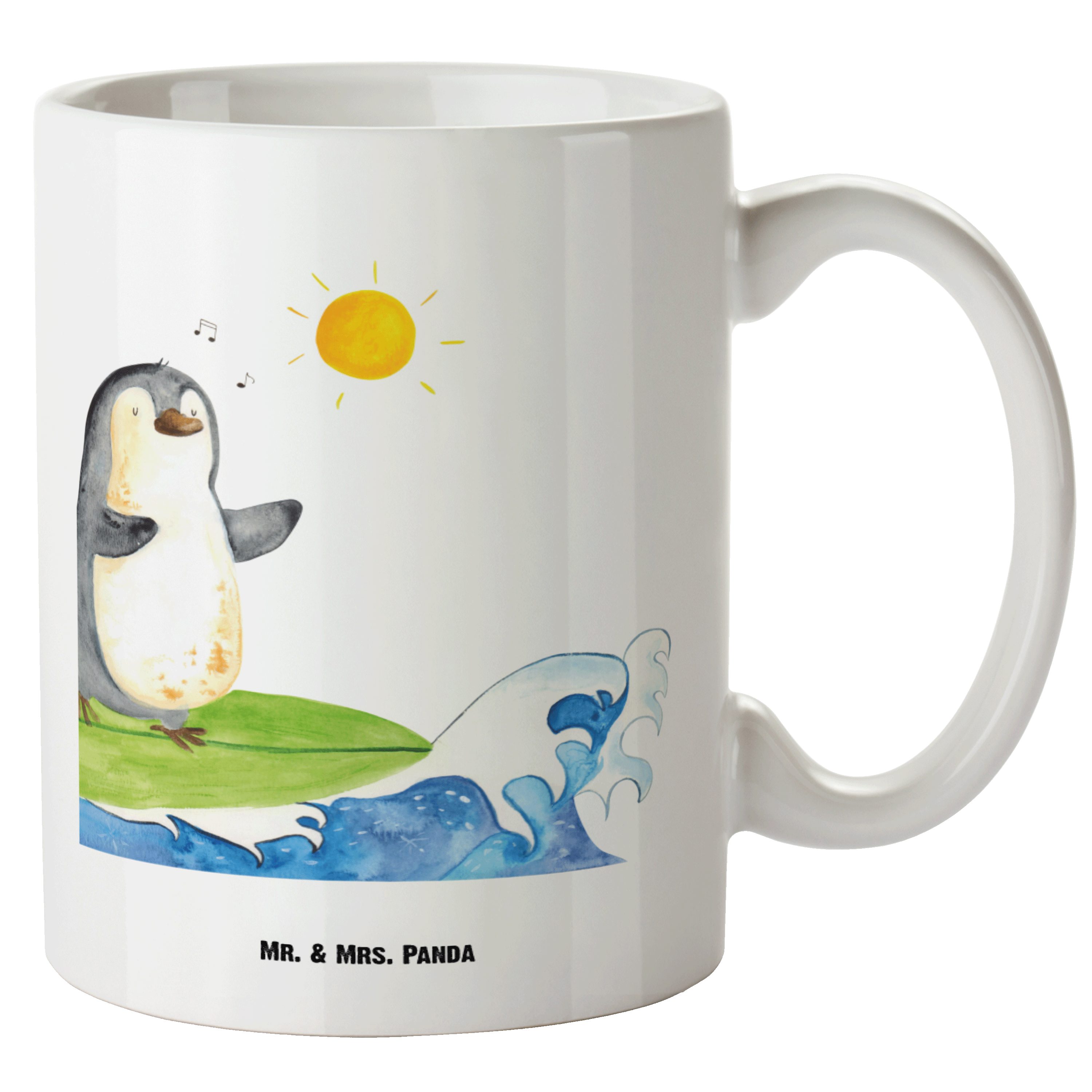 Mr. & Mrs. Panda Geschenk, Wellen, Pinguin - Große Weiß Urlaub, XL - Keramik Tasse Surfer Tasse, Tasse Hawaii