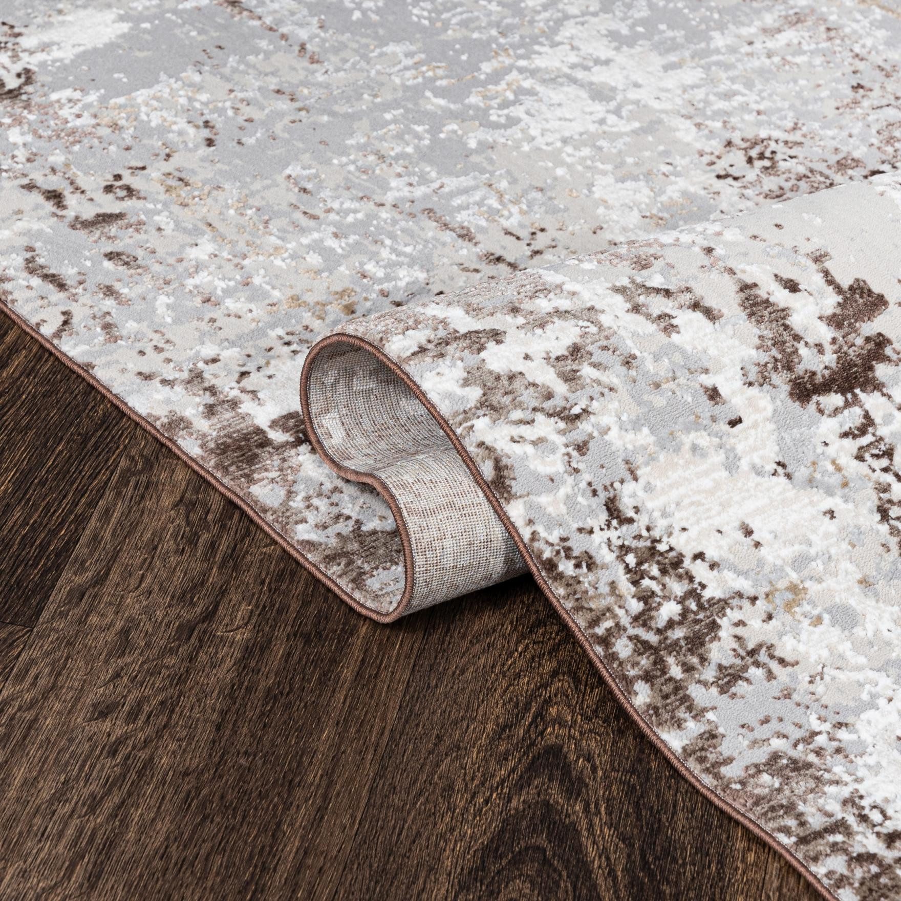 Mazovia Designteppich Modern Abstrakt Beige Anthrazit Wohnzimmer, Schlafzimmer, Esszimmer, Fußbodenheizung – Bild 5 von 5