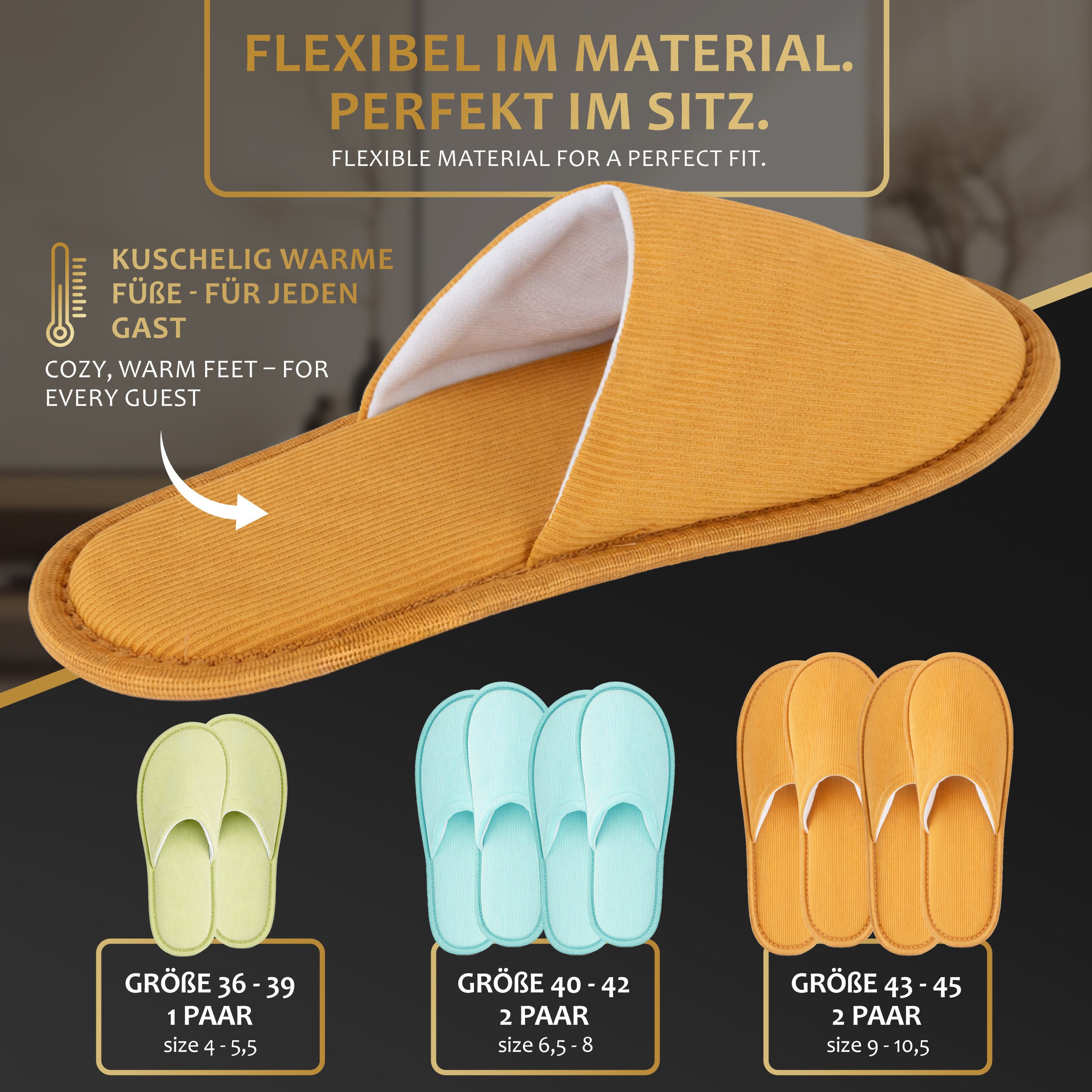 ONVAYA Premium Gästehausschuhe Set-Guest Slippers-Gästepantoffeln Unisex Hausschuh
