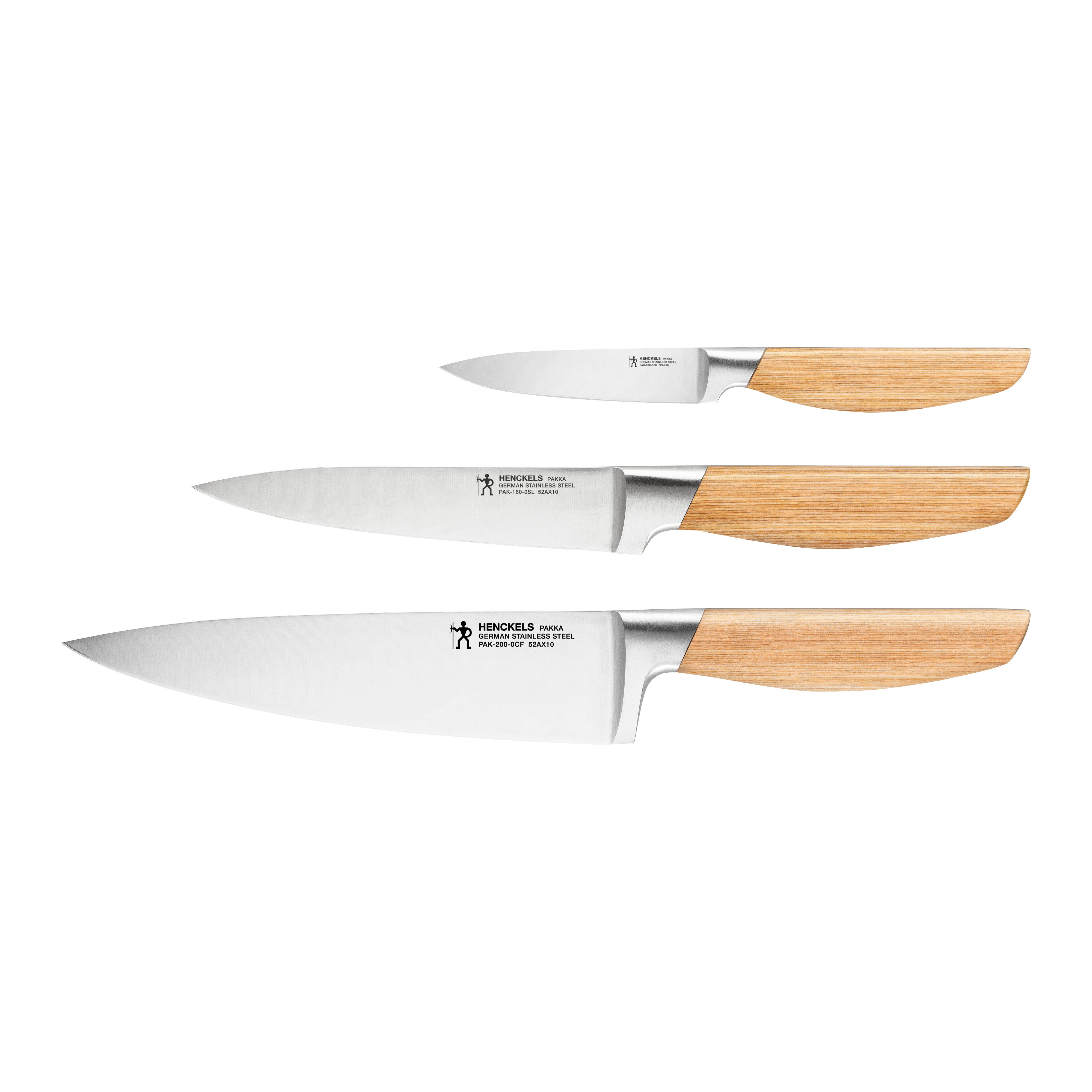 HENCKELS by ZWILLING Messer-Set Pakka (Set, 3-tlg), Rostfreier Klingenstahl, Edles Pakkaholz