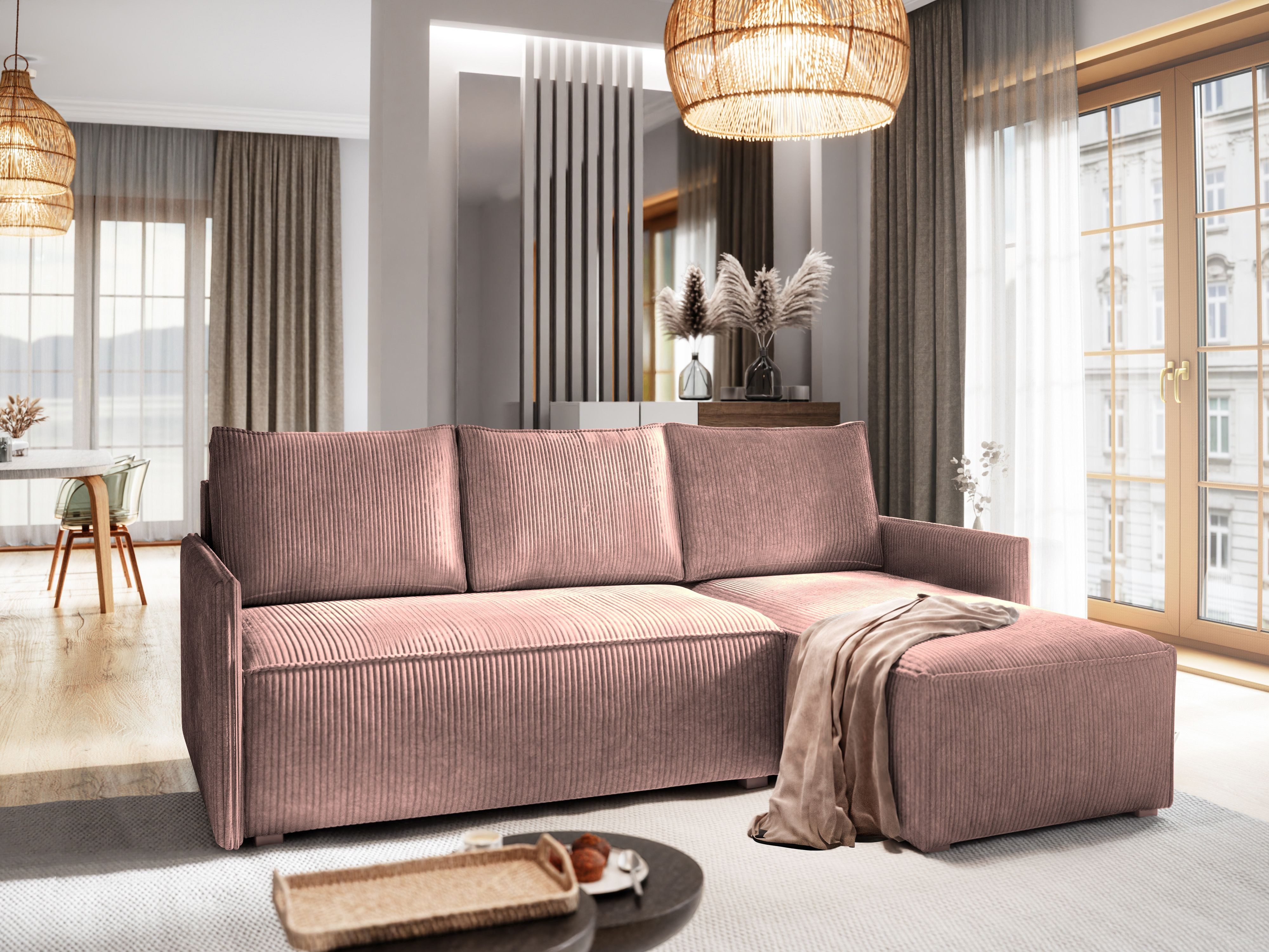 Masseno Ecksofa PERUSI mit Schlaffunktion L-Form, Sofa mit Bettkasten günstig online kaufen