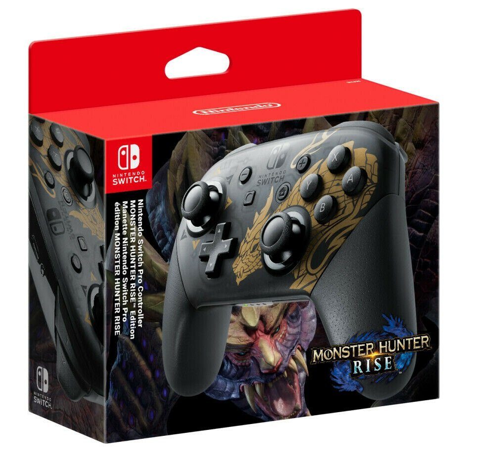 Switch Pro Controller Monster Hunter Rise Edition Gamepad Schwarz Gold Switch-Controller