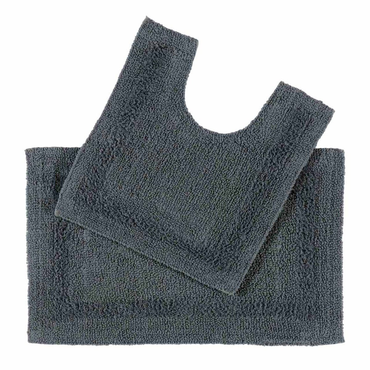 Homescapes Badematte 2-tlg. Badgarnitur grau aus 100% Baumwolle, Höhe 30 mm günstig online kaufen