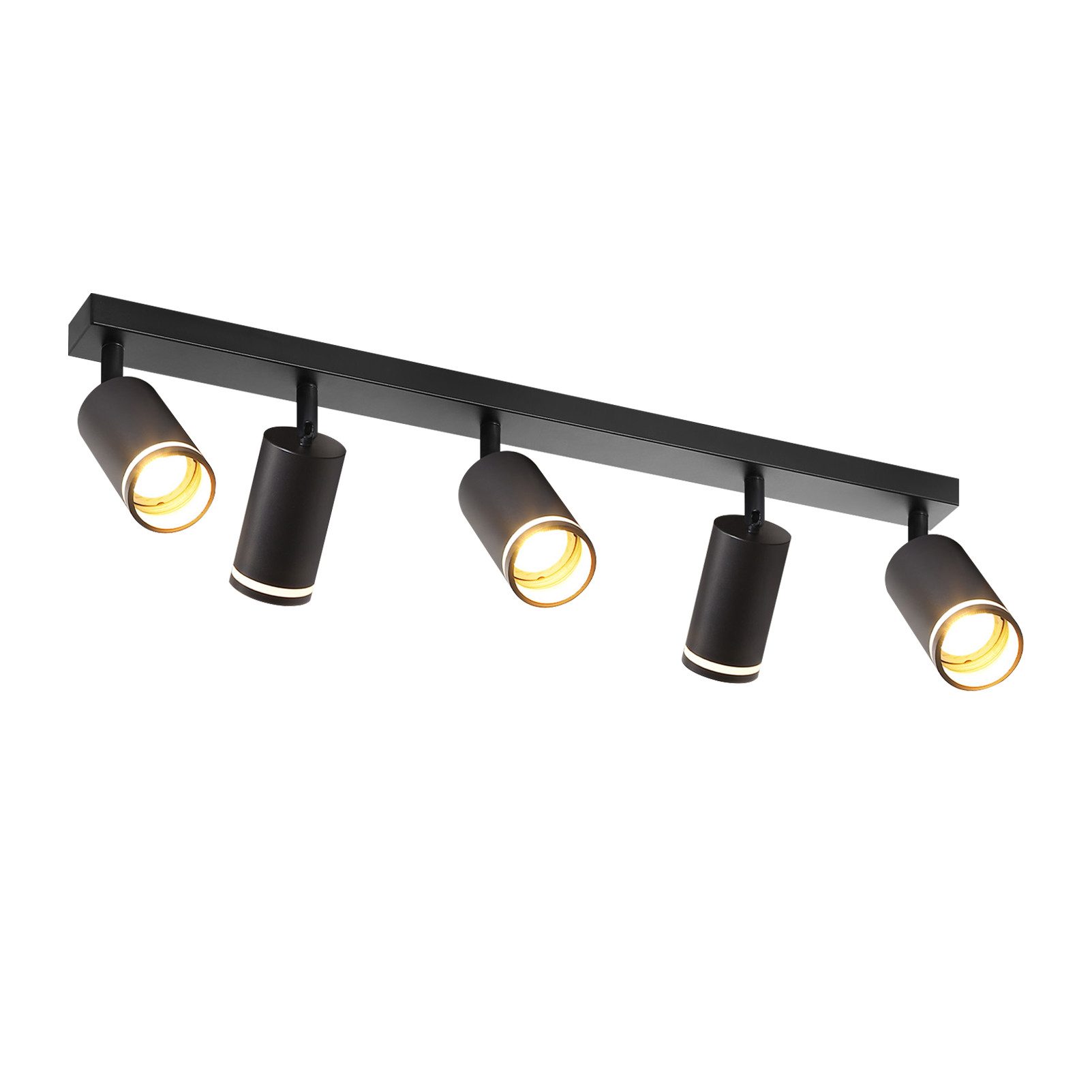 Nettlife Deckenstrahler Schwarz/Weiß Schwenkbar Modern Innen Metall Deckenlampe GU10 5 Flammig, Schwenkbar 355°, ohne Leuchtmittel, für Flur Wohnzimmer Küche Schlafzimmer,Decken- und Wandmontage