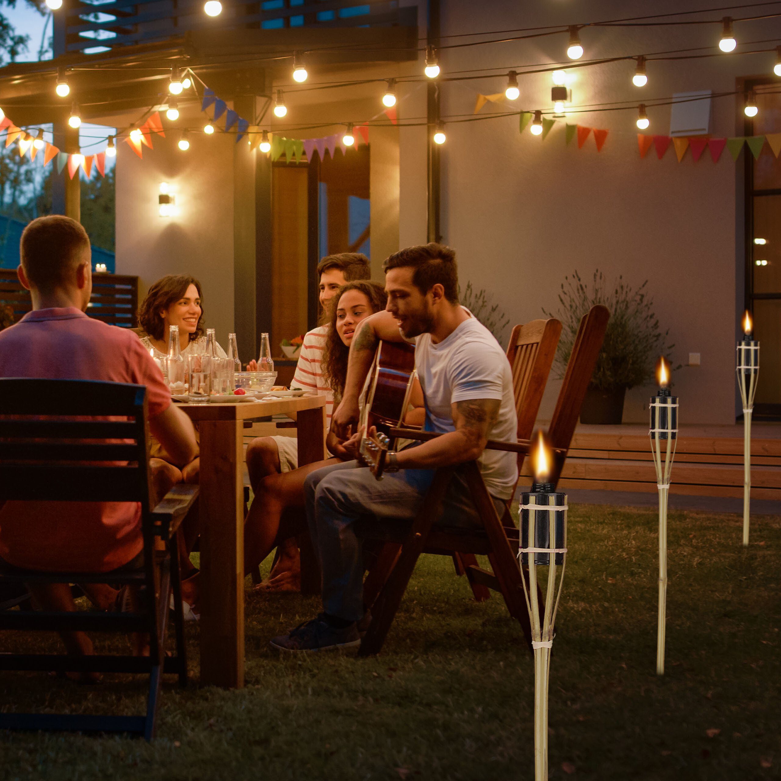 relaxdays Gartenfackel 16er Set Gartenfackeln 90 cm