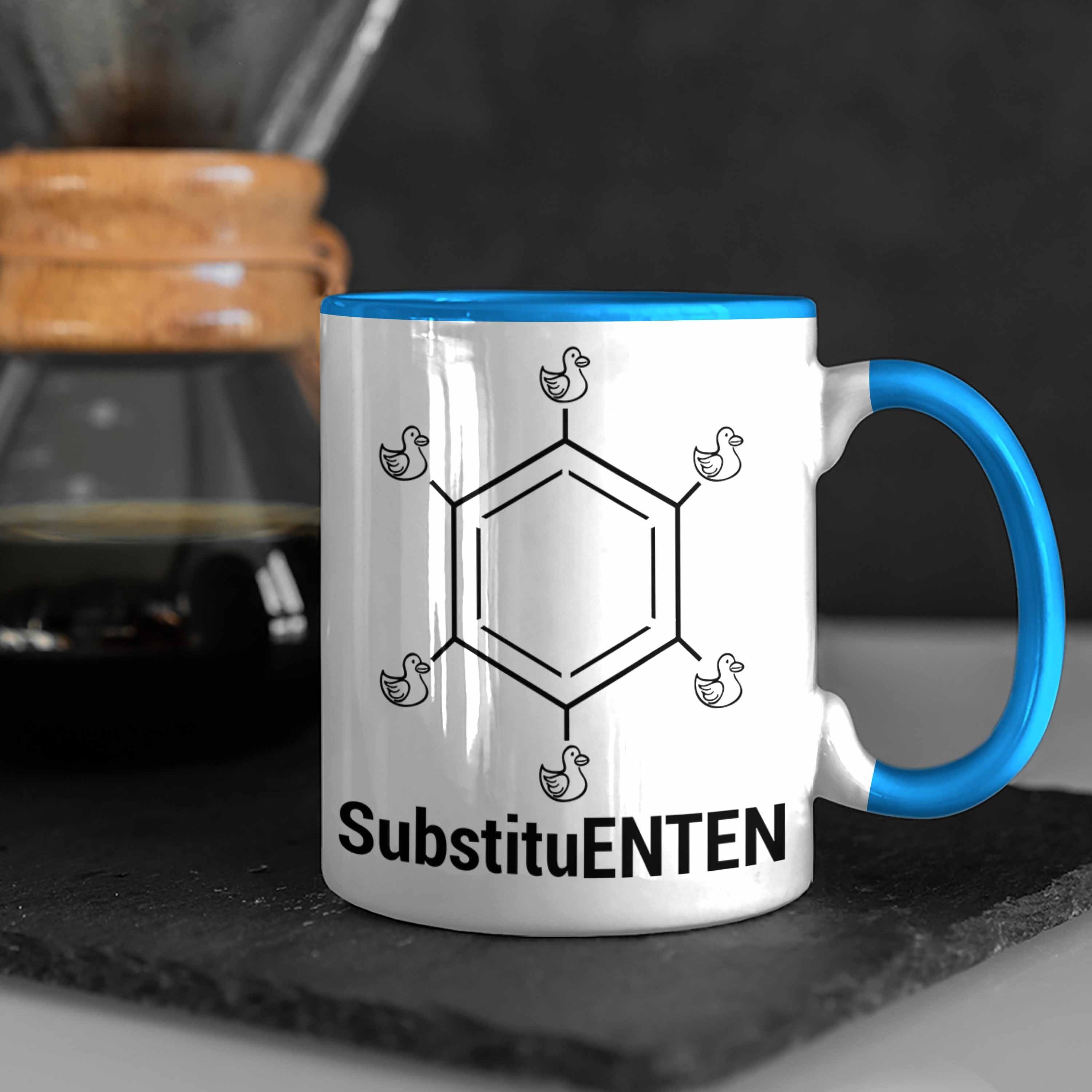 Trendation Tasse Chemie Tasse SubstituENTEN Ente Witz Kaffee Chemiker Chemie Organische Blau